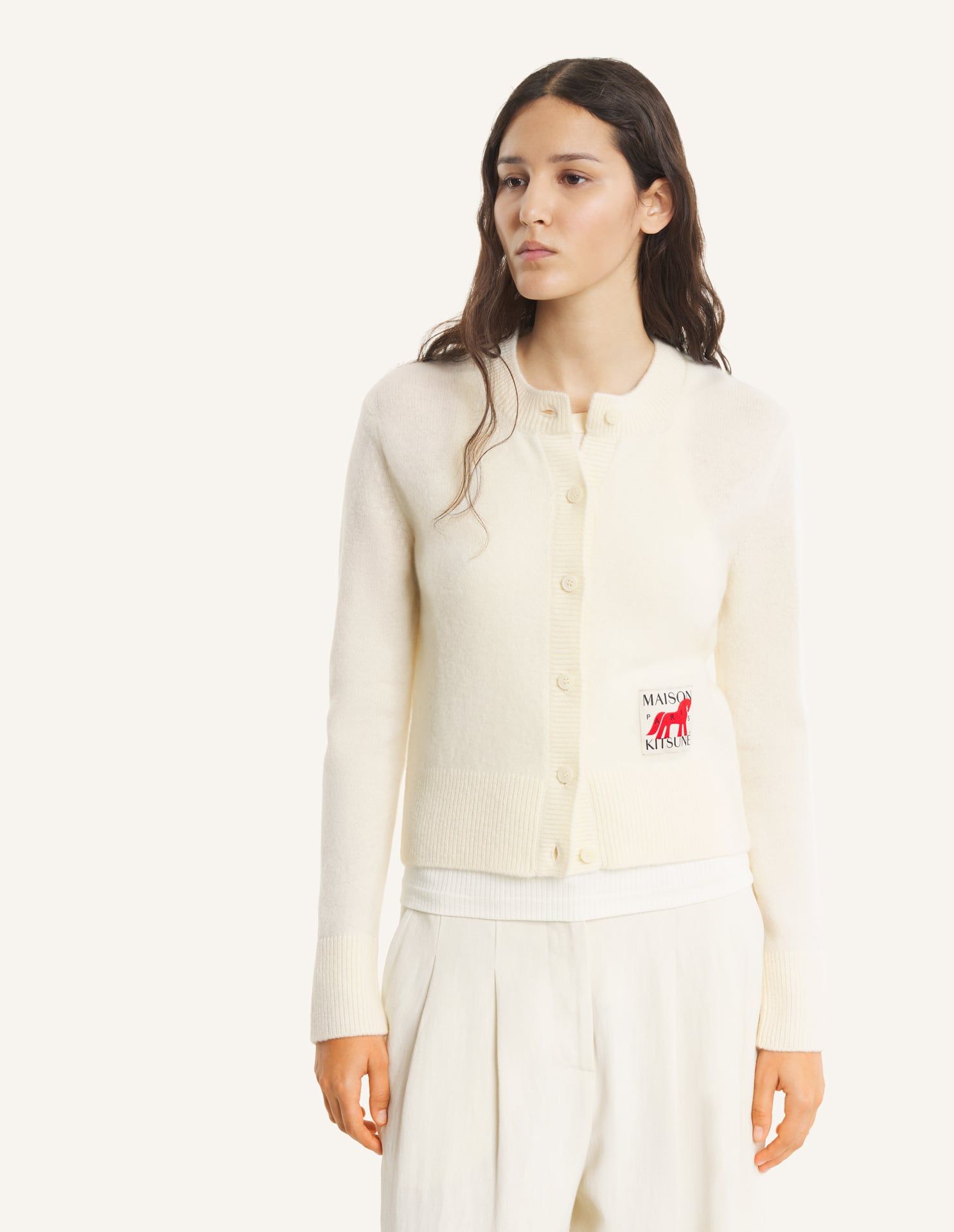 Maison Kitsuné - Áo cardigan nữ len lông cừu Tết Nguyên Đán dáng Fitted
