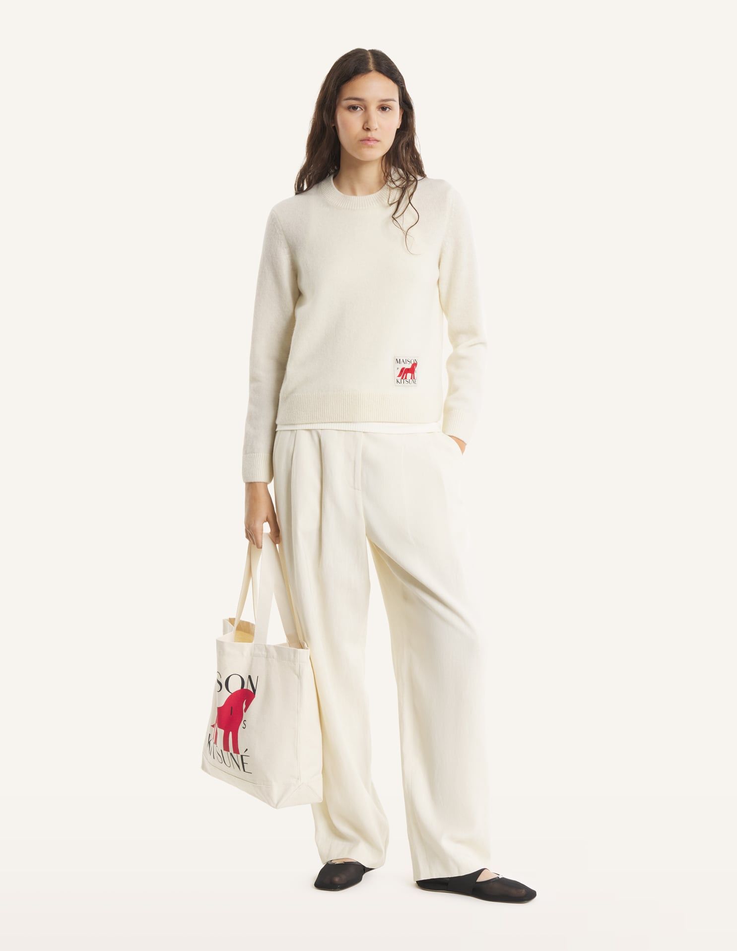 Maison Kitsuné - Áo len nữ lông cừu Tết Nguyên Đán dáng Comfort