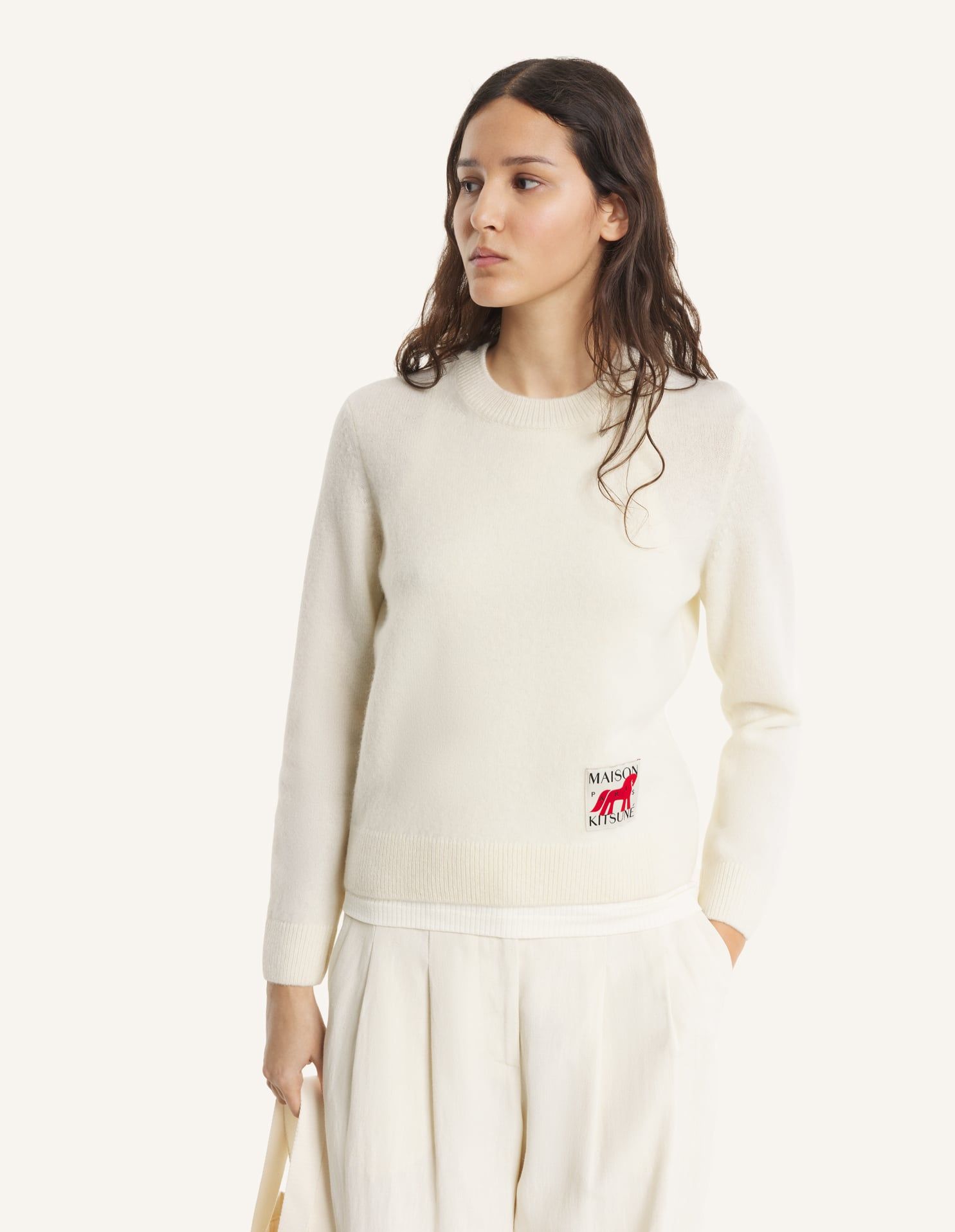 Maison Kitsuné - Áo len nữ lông cừu Tết Nguyên Đán dáng Comfort