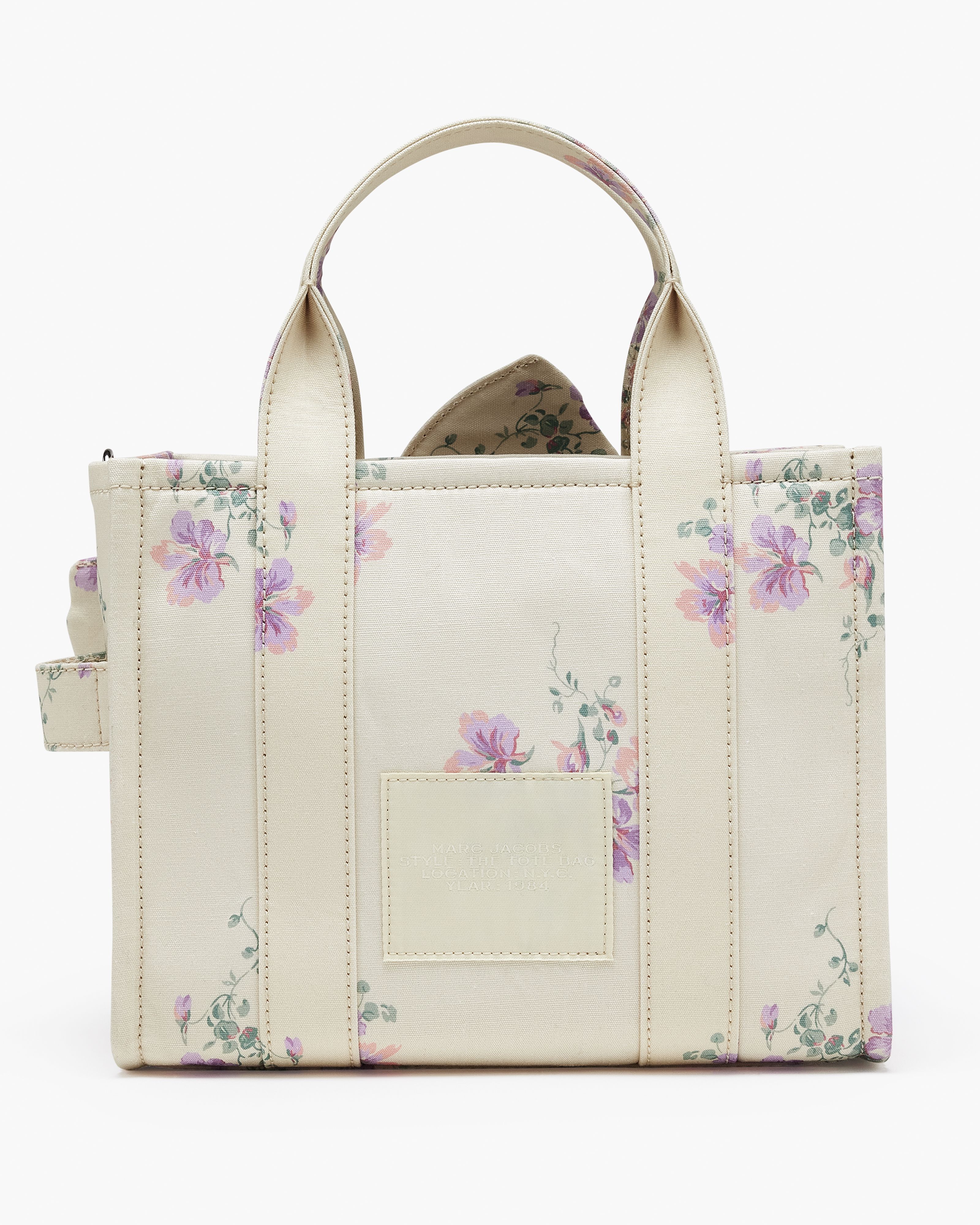 Túi tote Antique Floral Canvas With Oversized Bow Small