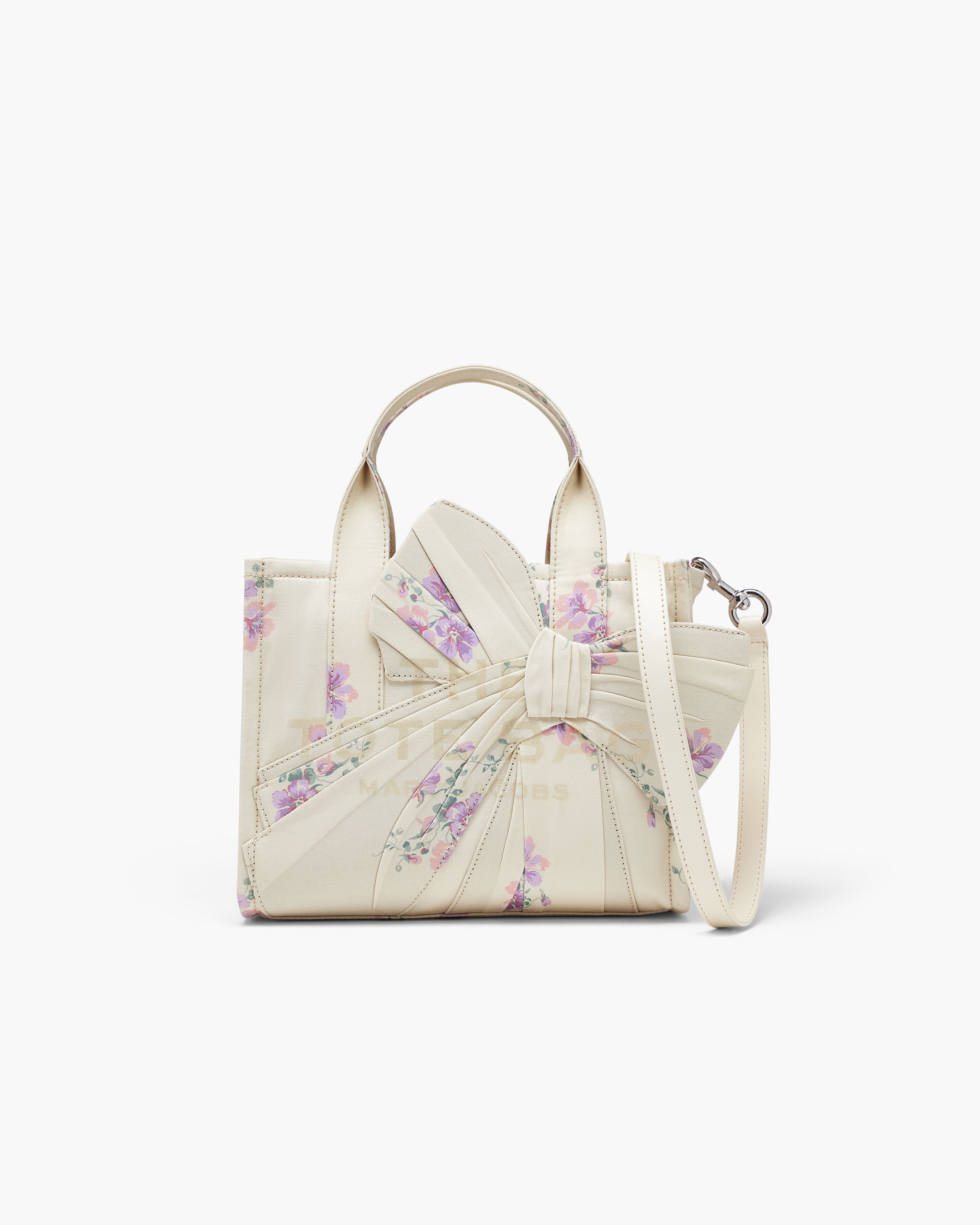 Túi tote Antique Floral Canvas With Oversized Bow Small