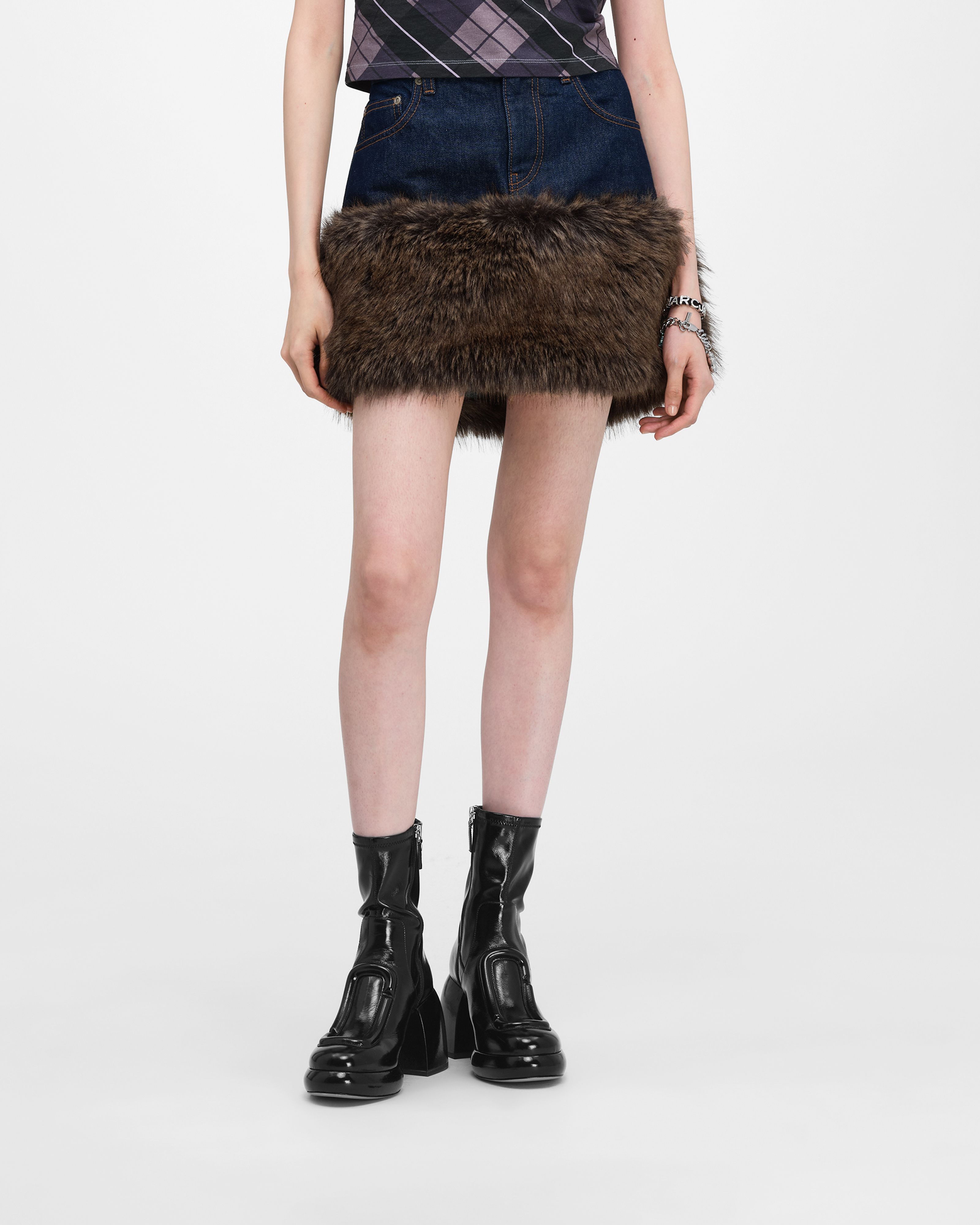 Chân váy Faux Fur Denim