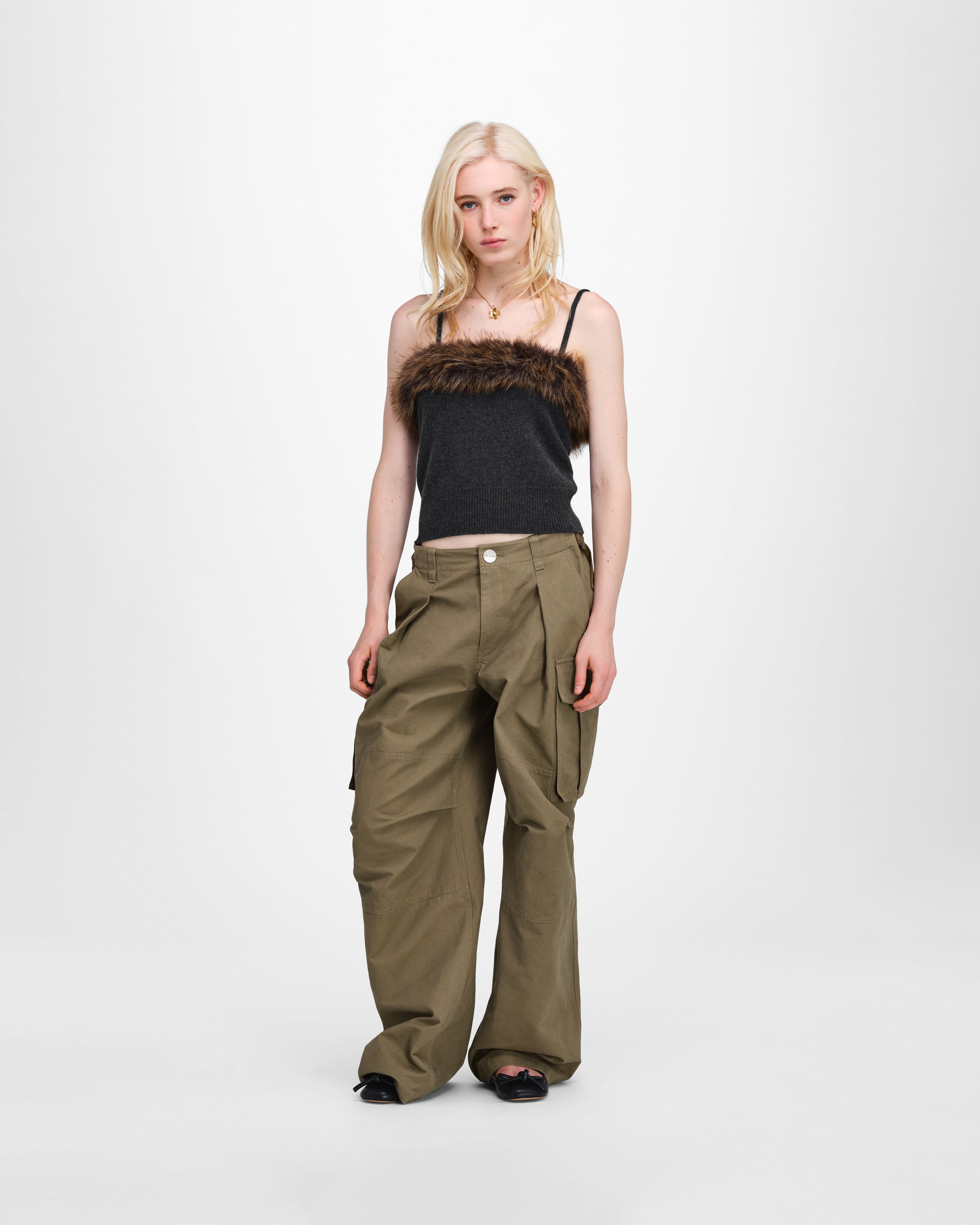 Áo tank top Faux Fur Lined Knit