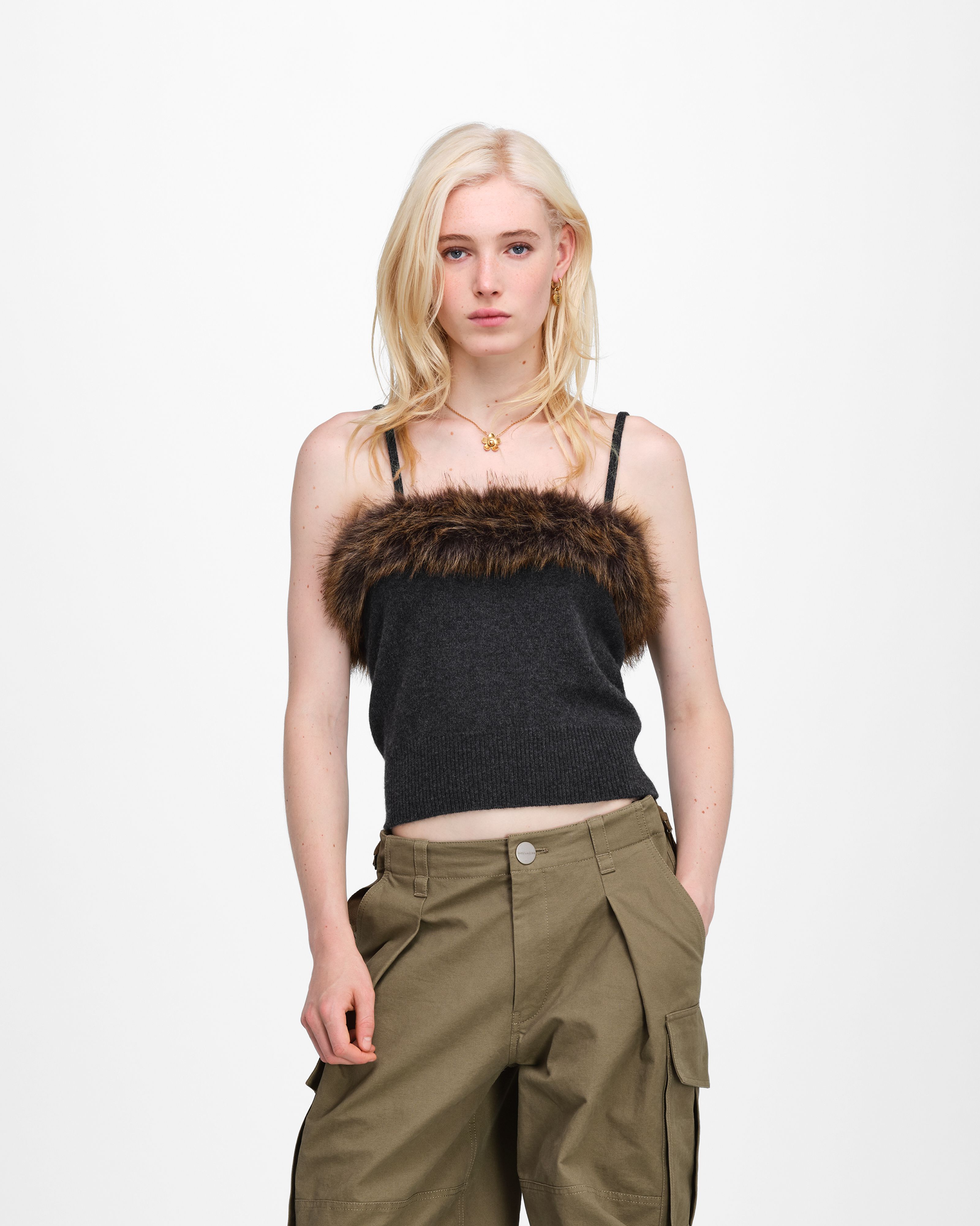 Áo tank top Faux Fur Lined Knit
