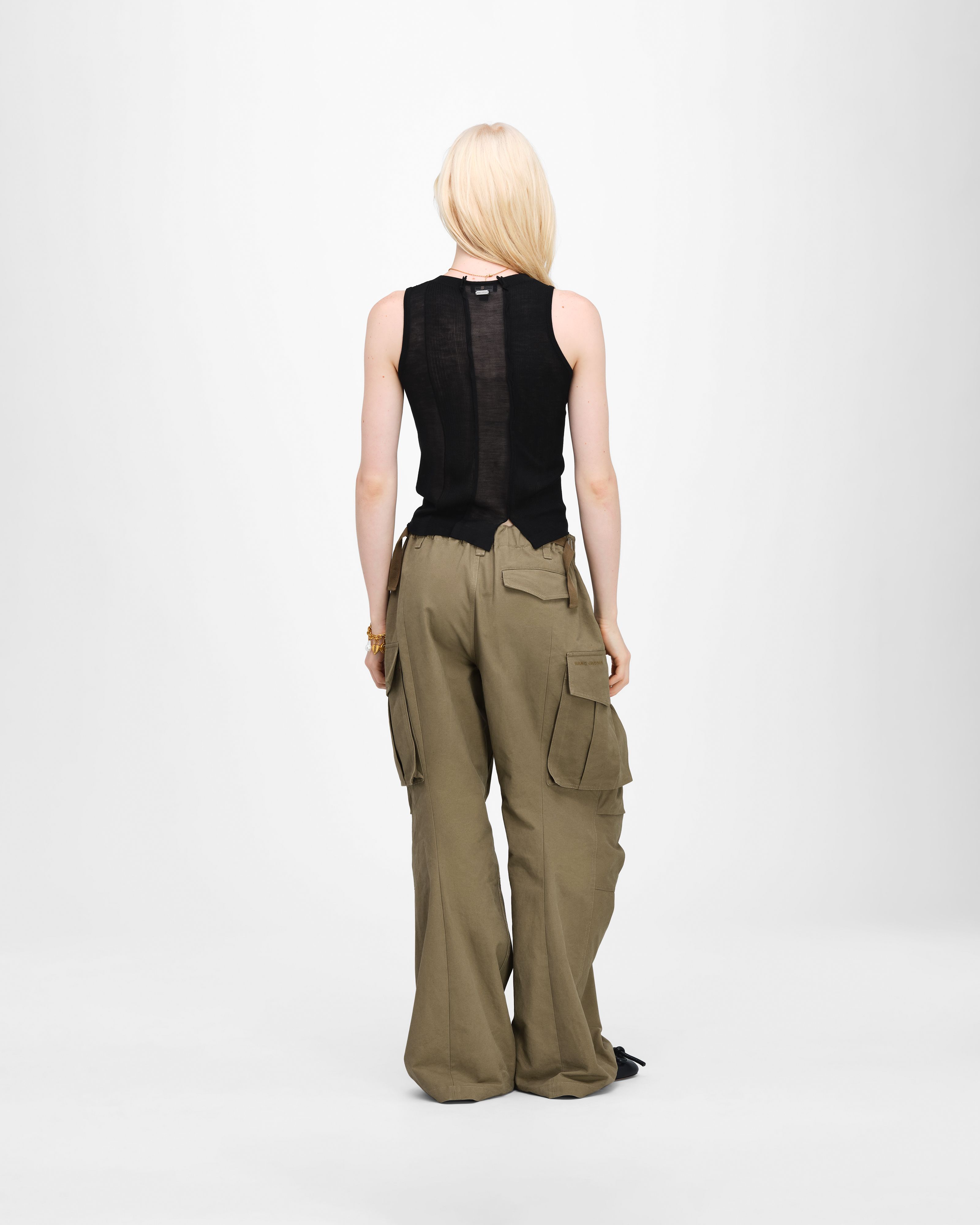 Áo knit tank Sheer Paneled