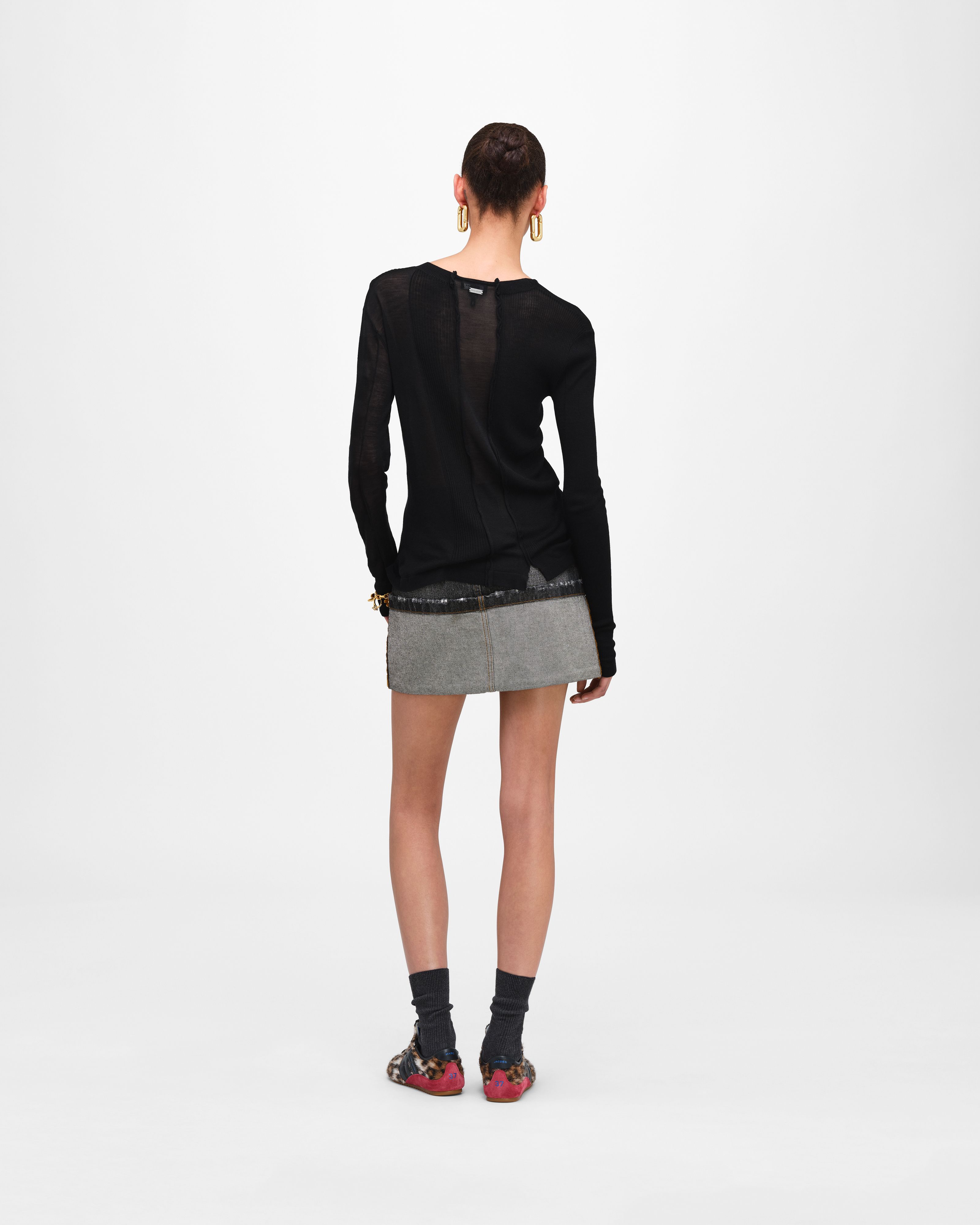 Áo knit longsleeve Sheer Paneled