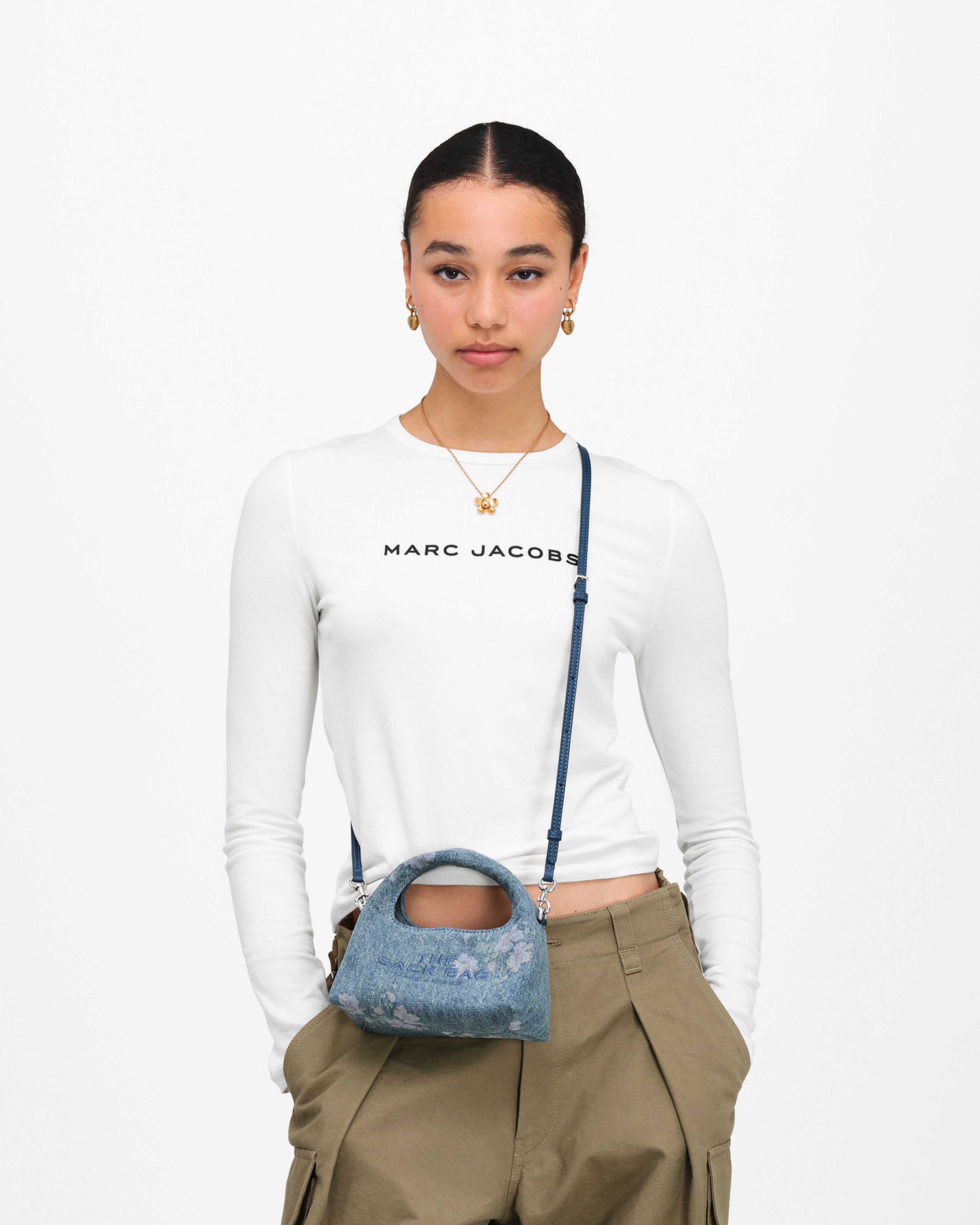 Marc Jacobs - Túi đeo chéo Sack In Antique Floral Denim Micro