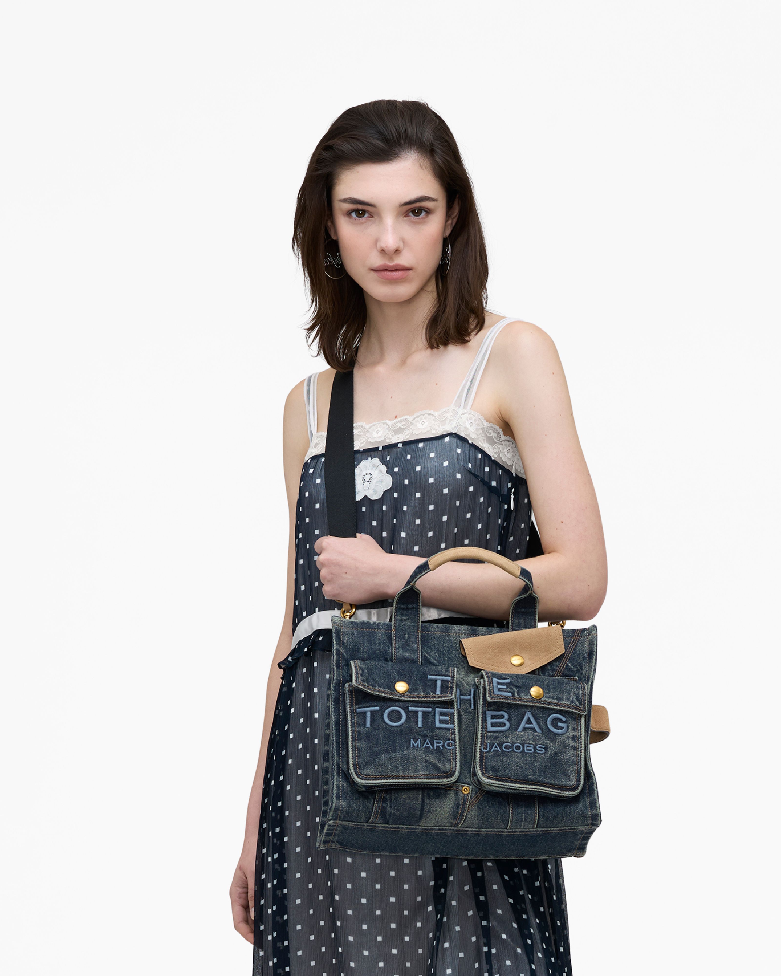 Marc Jacobs - Túi tote The Denim Suede Medium Cargo