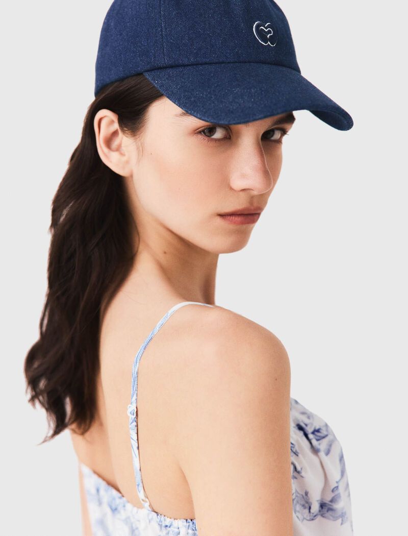 Maje - Mũ lưỡi trai denim thêu logo