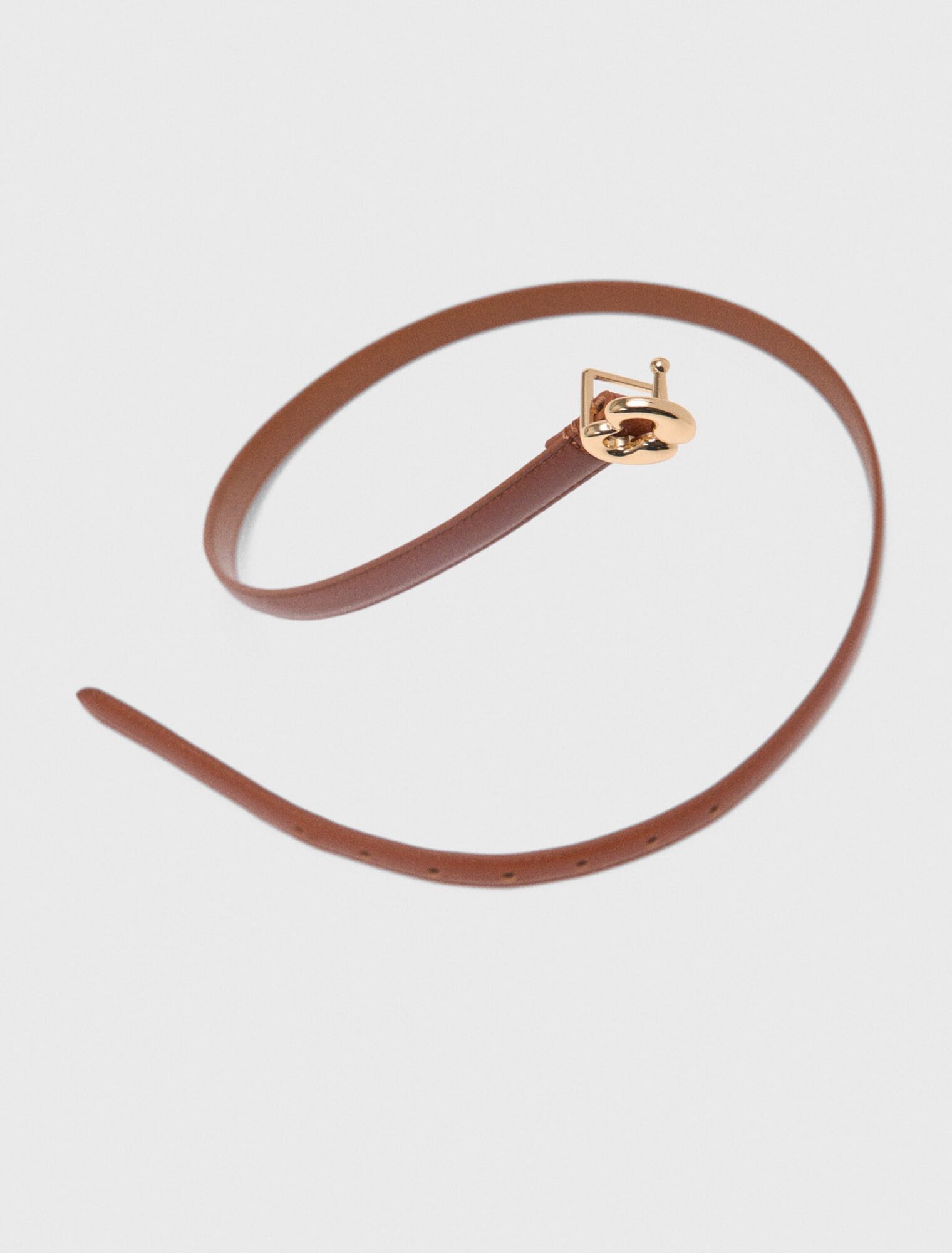 Maje - Thắt lưng da bản mảnh logo Maje