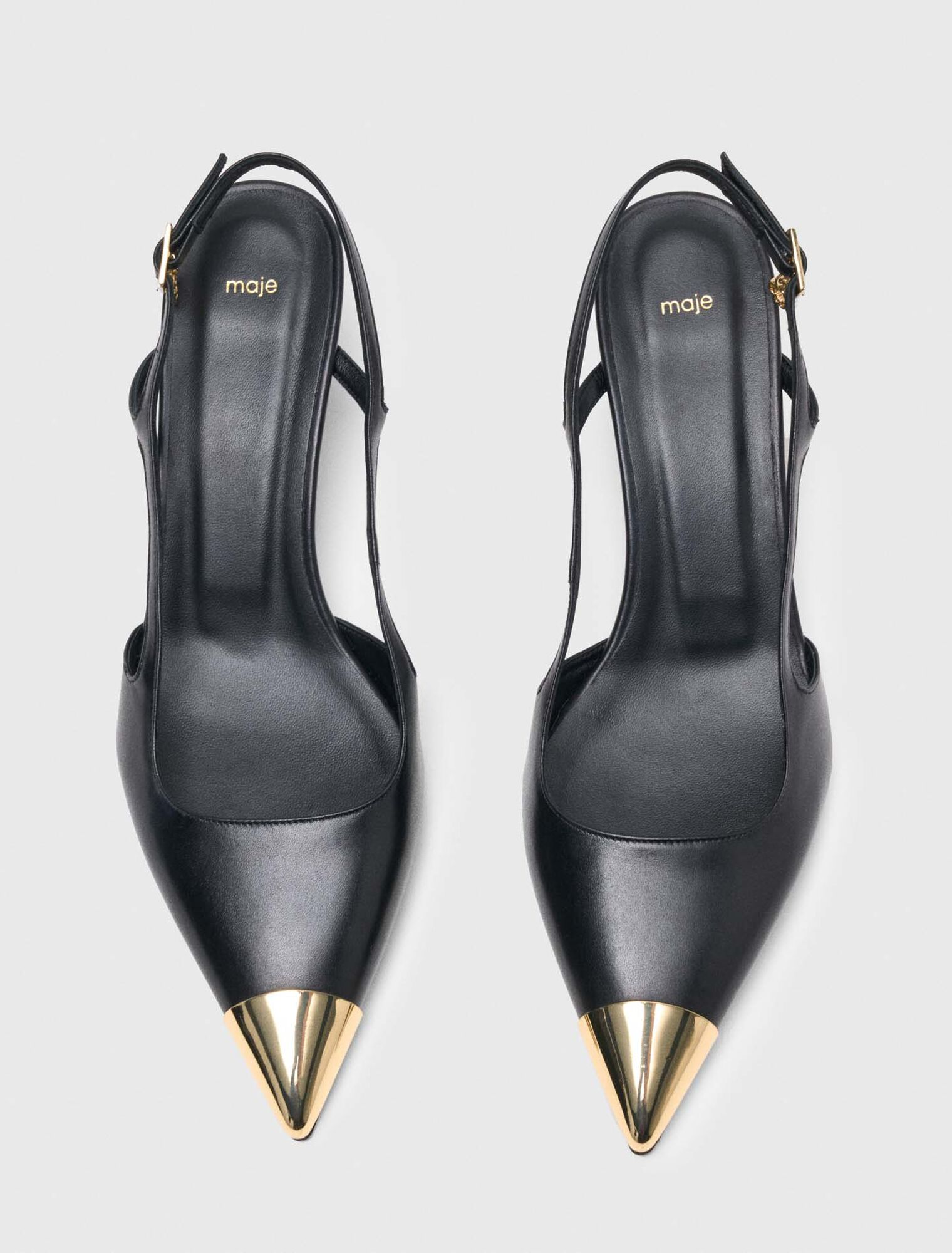 Giày slingback mũi bọc vàng