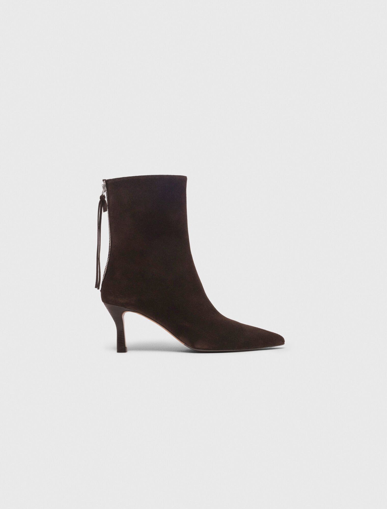 Maje - Bốt cổ cao suede có khóa kéo