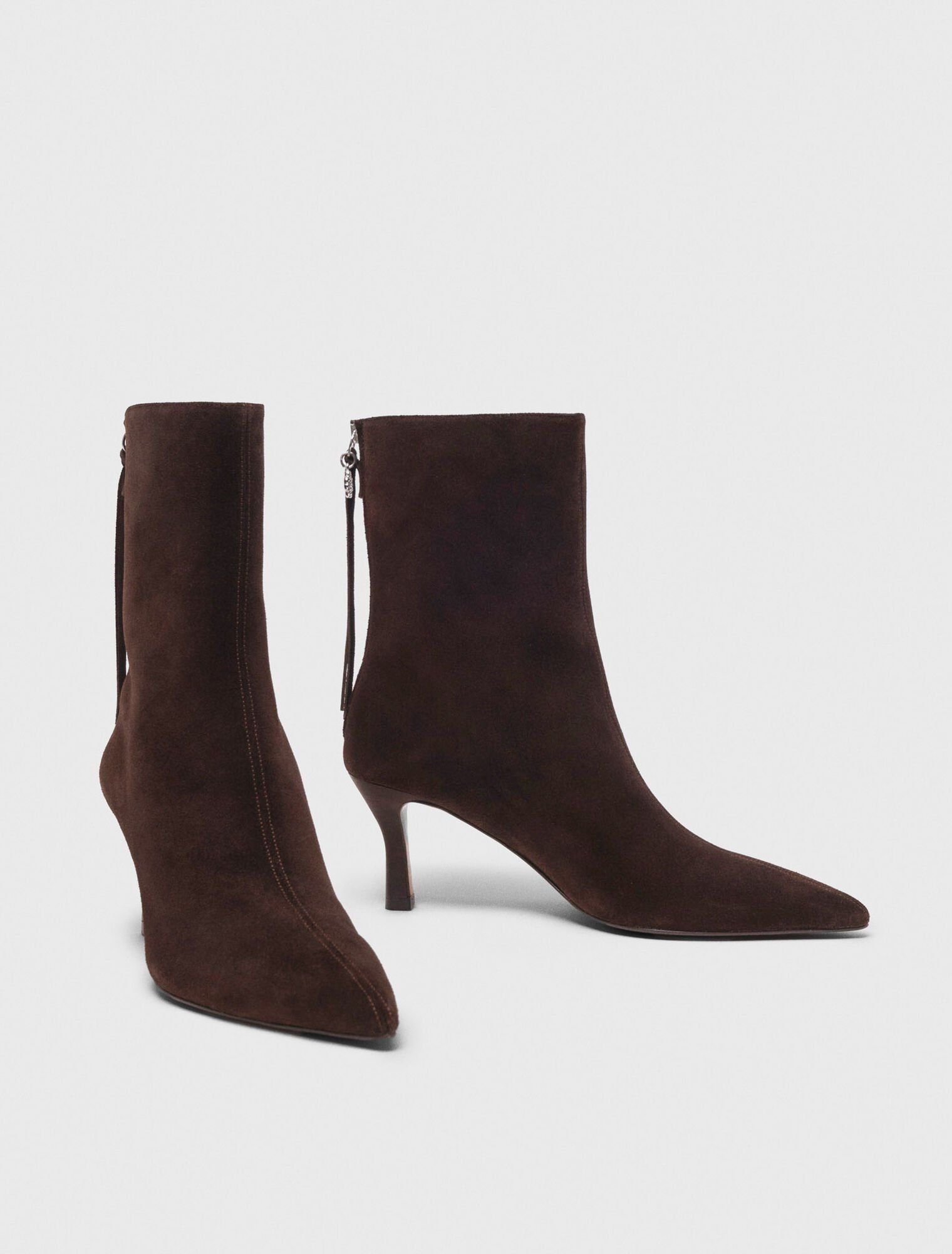 Maje - Bốt cổ cao suede có khóa kéo