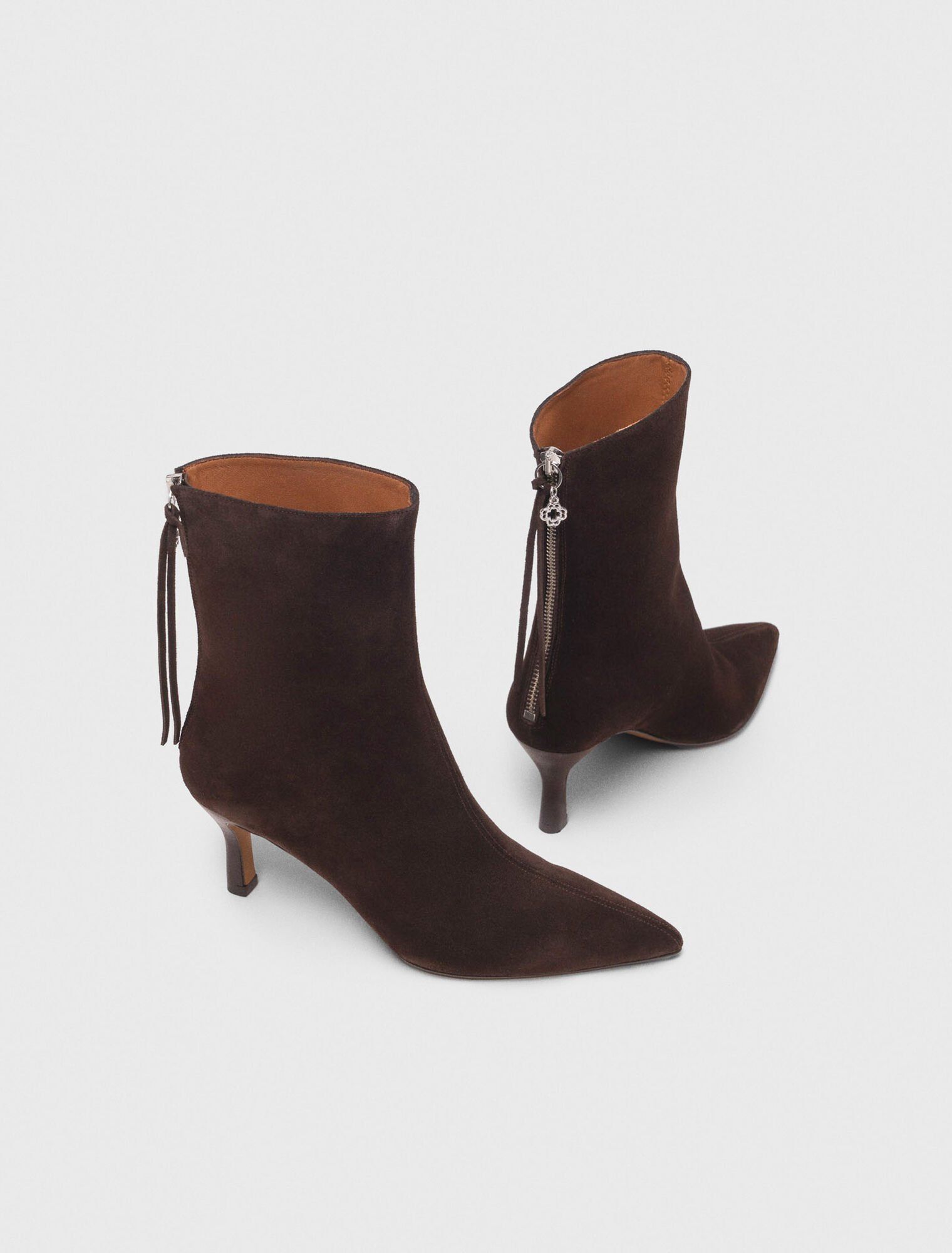 Maje - Bốt cổ cao suede có khóa kéo