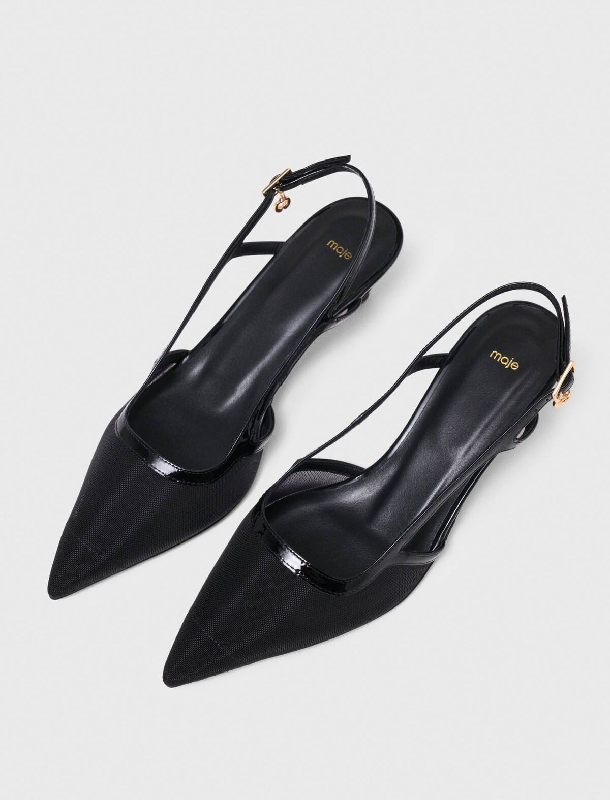 Maje - Giày sandal da phối lưới