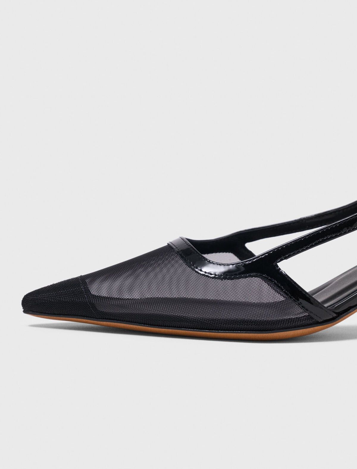Maje - Giày sandal da phối lưới