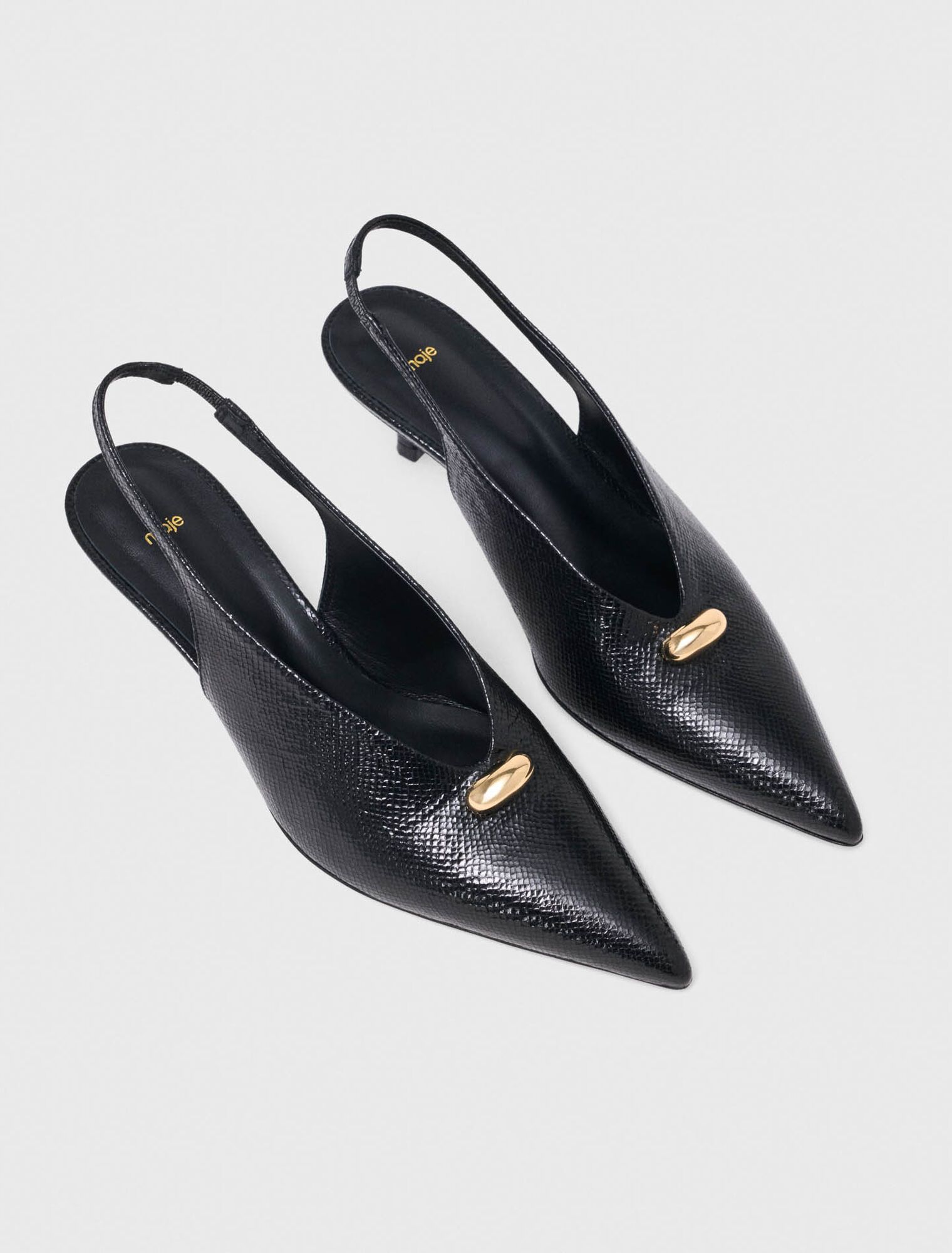 Maje - Giày slingback da dập vân mũi nhọn