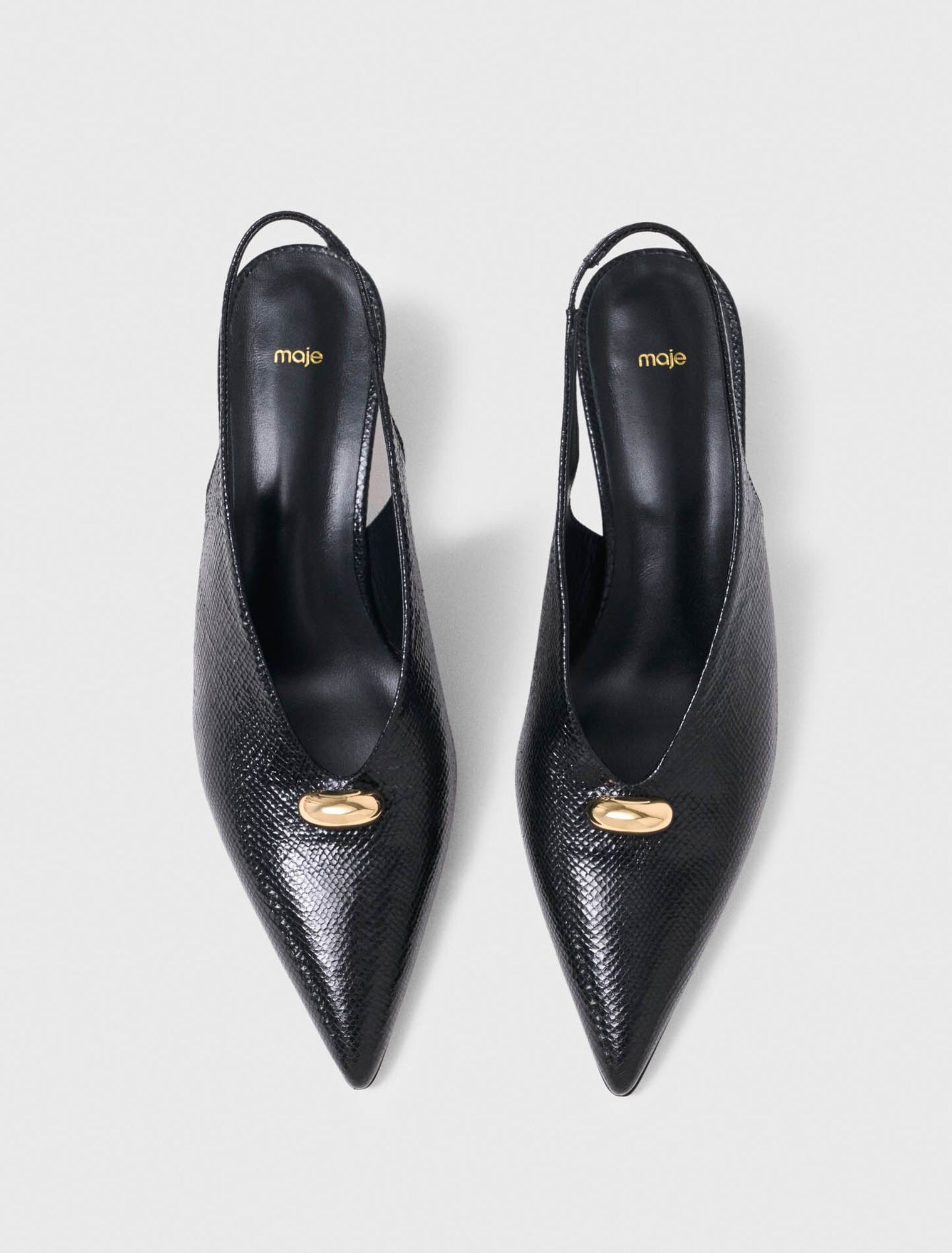 Maje - Giày slingback da dập vân mũi nhọn