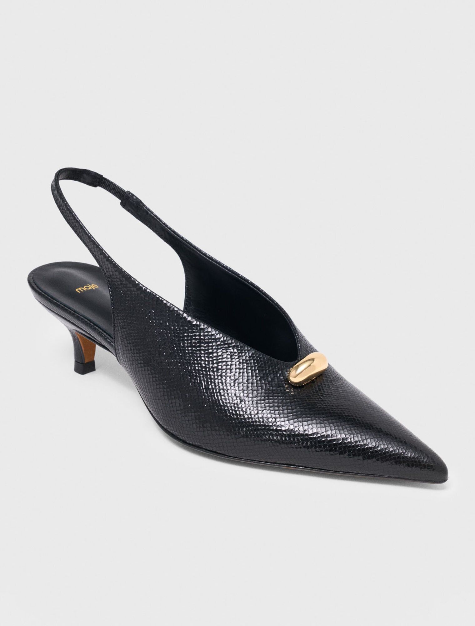 Maje - Giày slingback da dập vân mũi nhọn