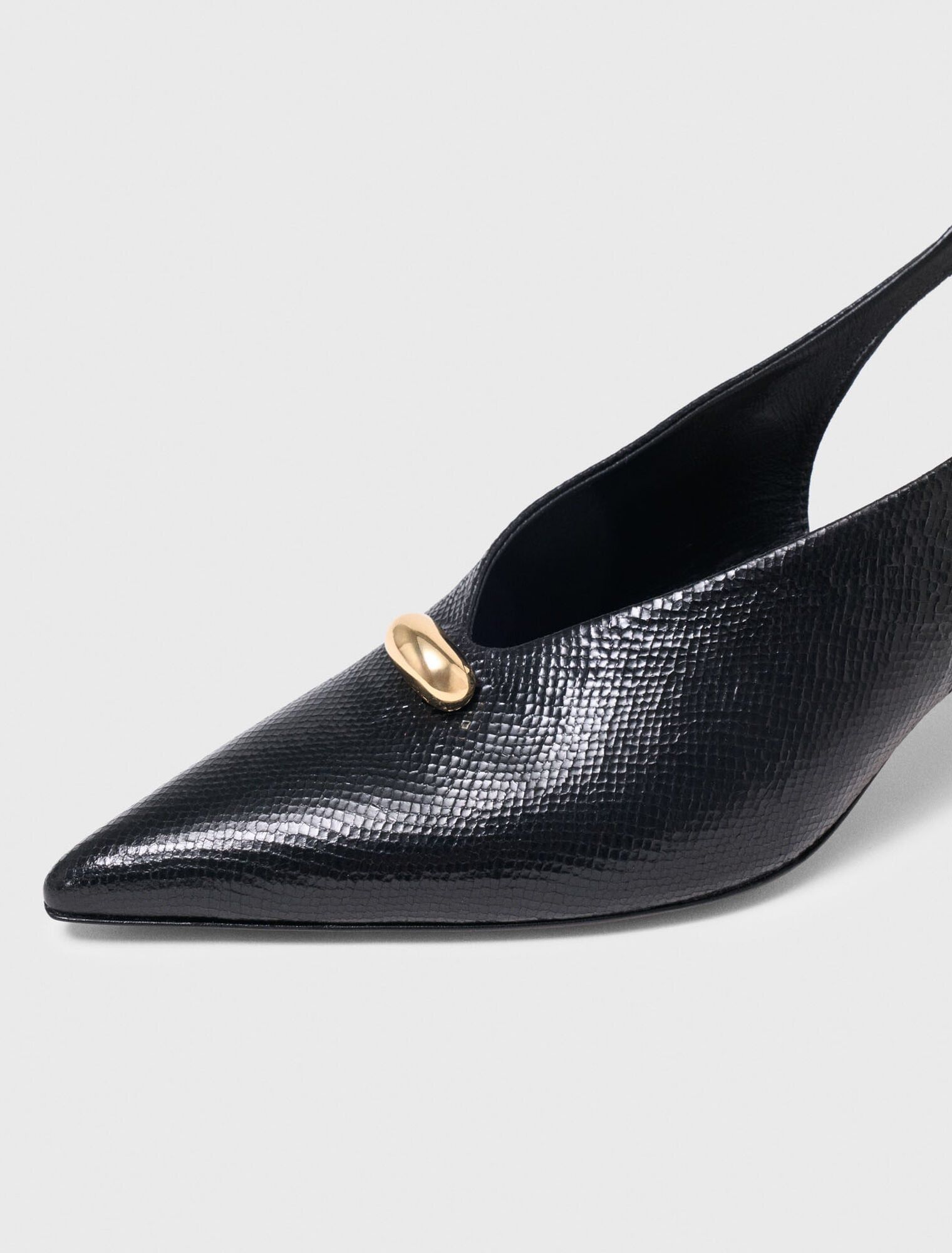 Maje - Giày slingback da dập vân mũi nhọn