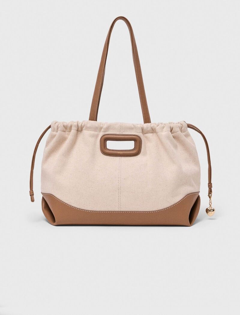 Maje - Túi tote Milpli vải canvas phối da