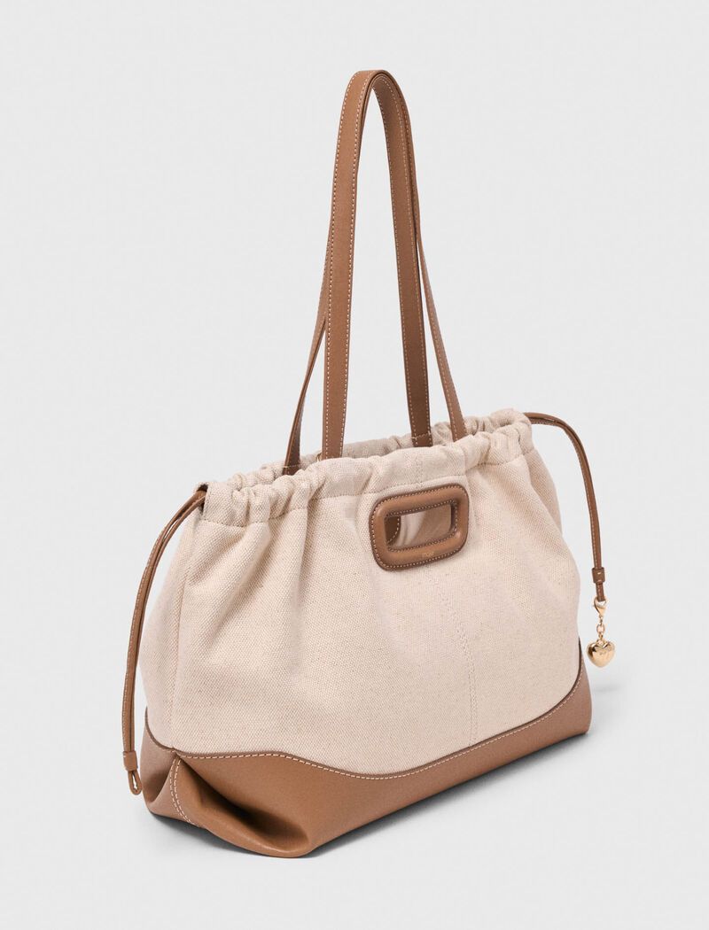 Maje - Túi tote Milpli vải canvas phối da