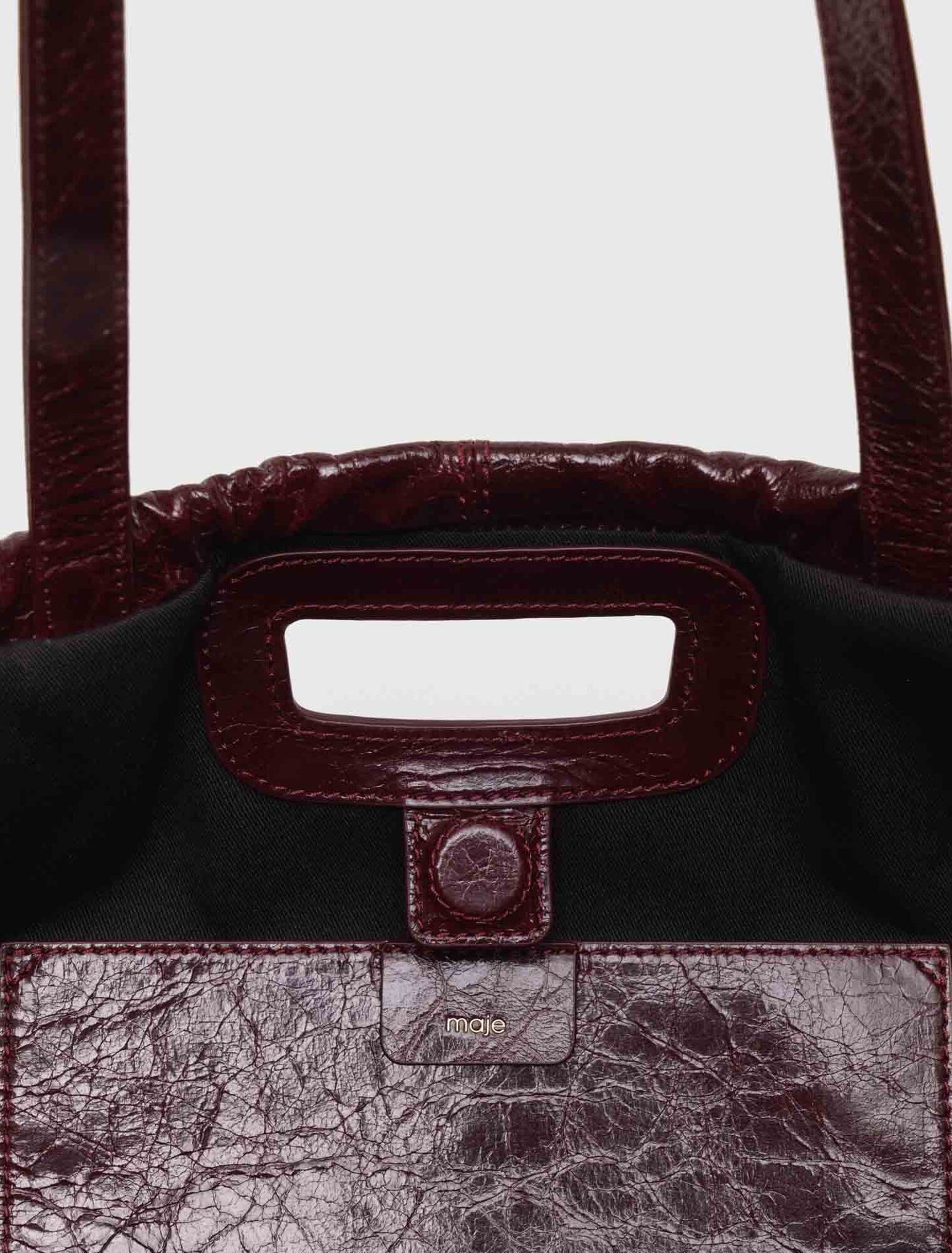 Maje - Túi tote da hiệu ứng crackle M