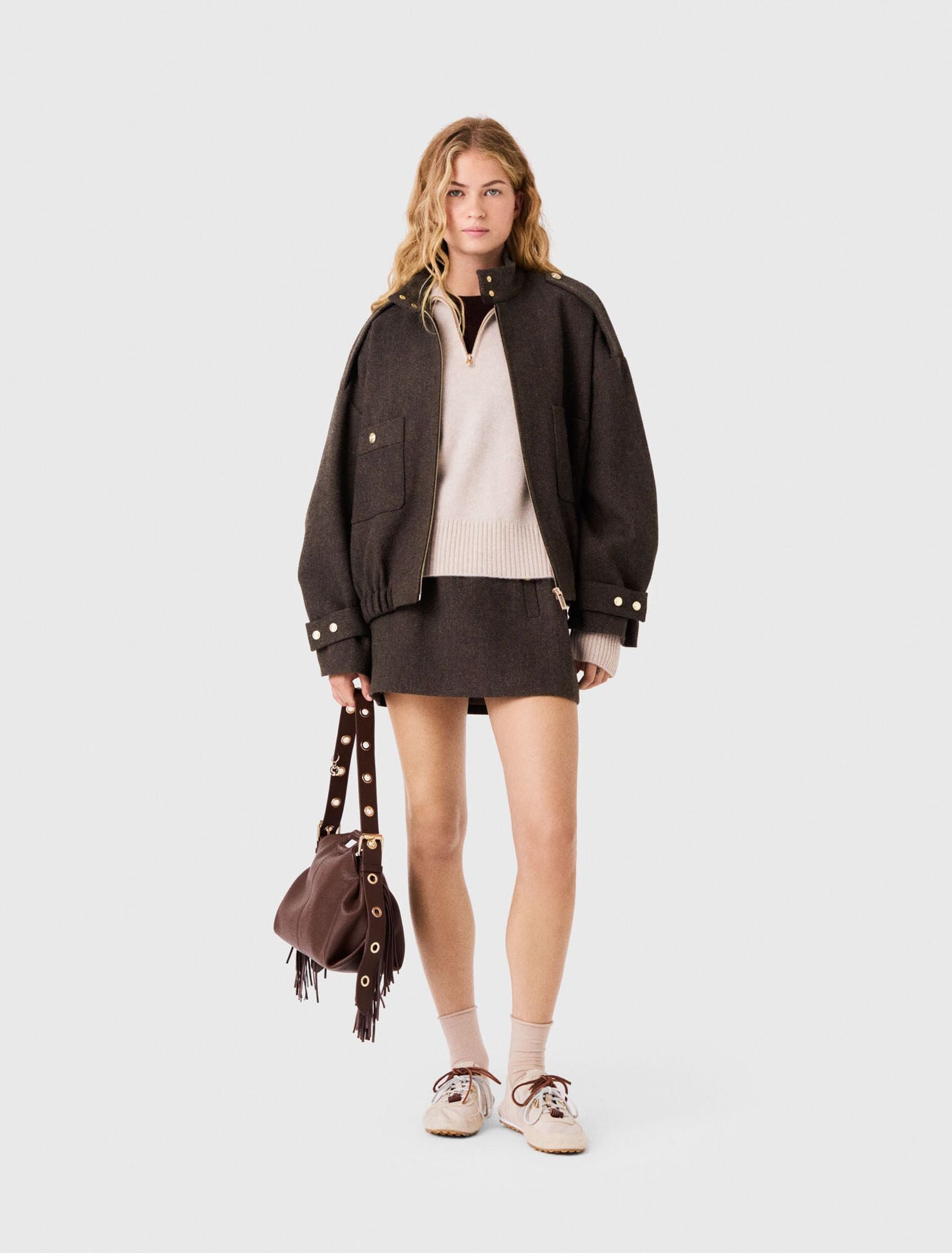 Áo khoác len dáng oversized