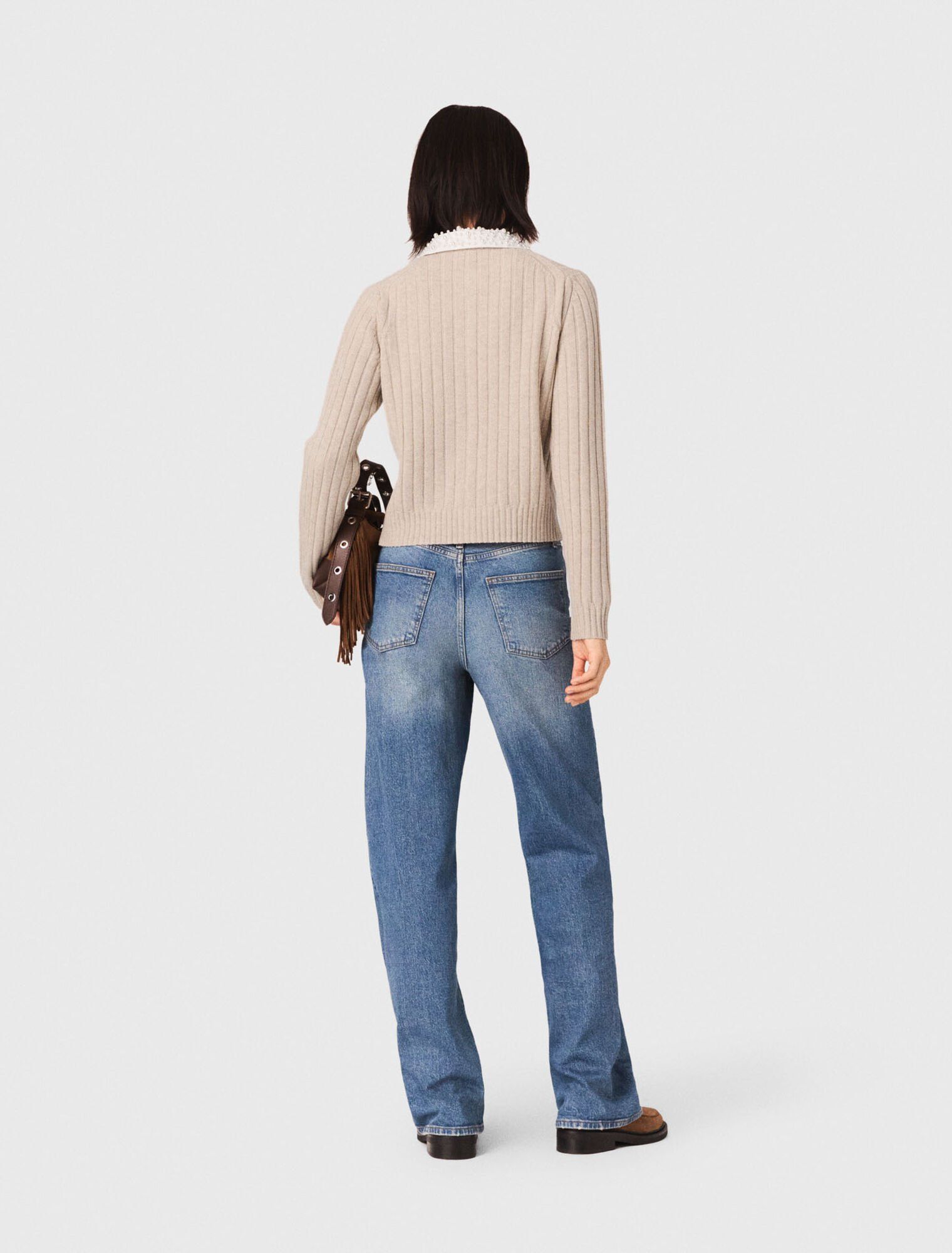 Maje - Áo khoác cardigan có cổ tháo rời