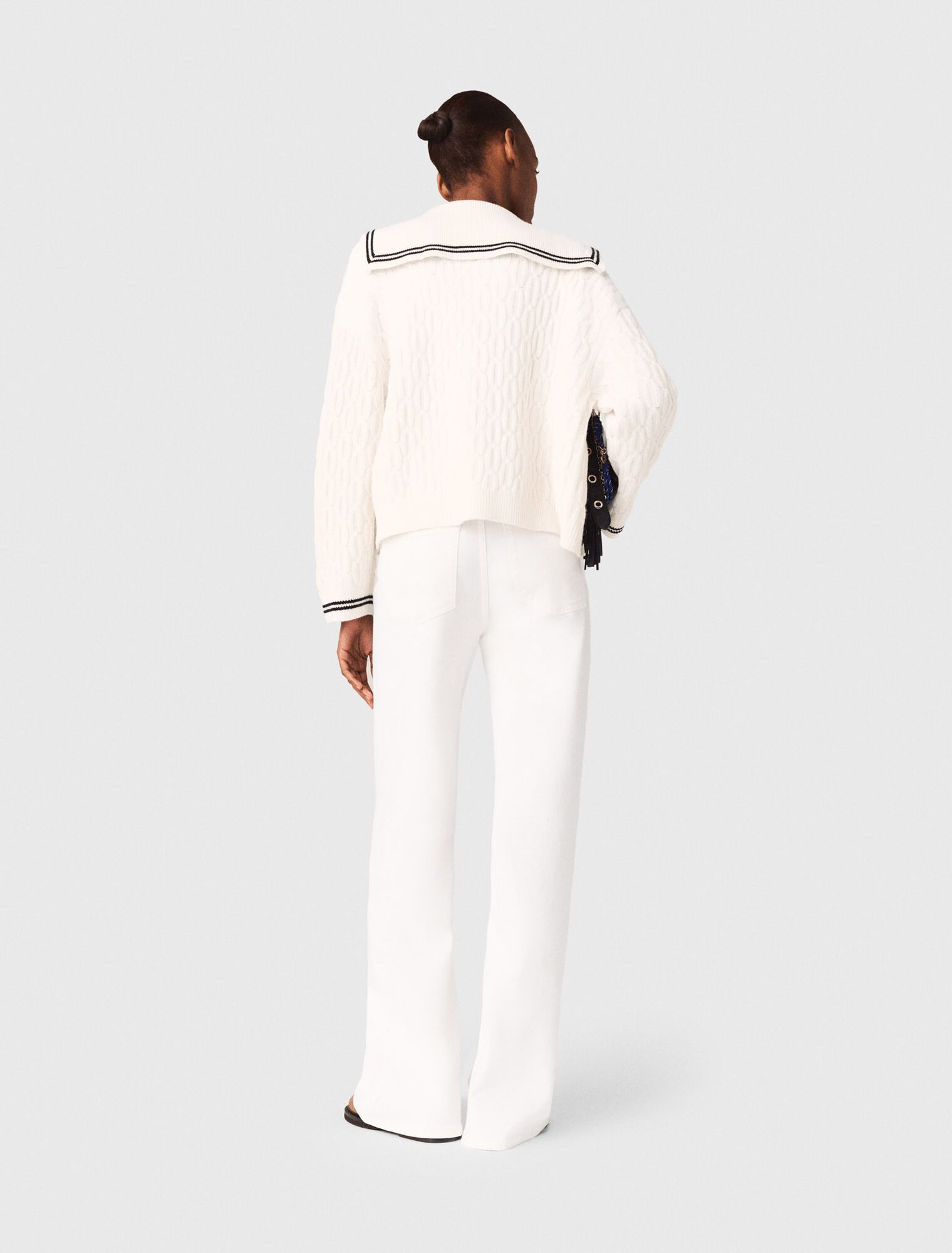 Maje - Áo len cardigan dệt kim cổ thuyền