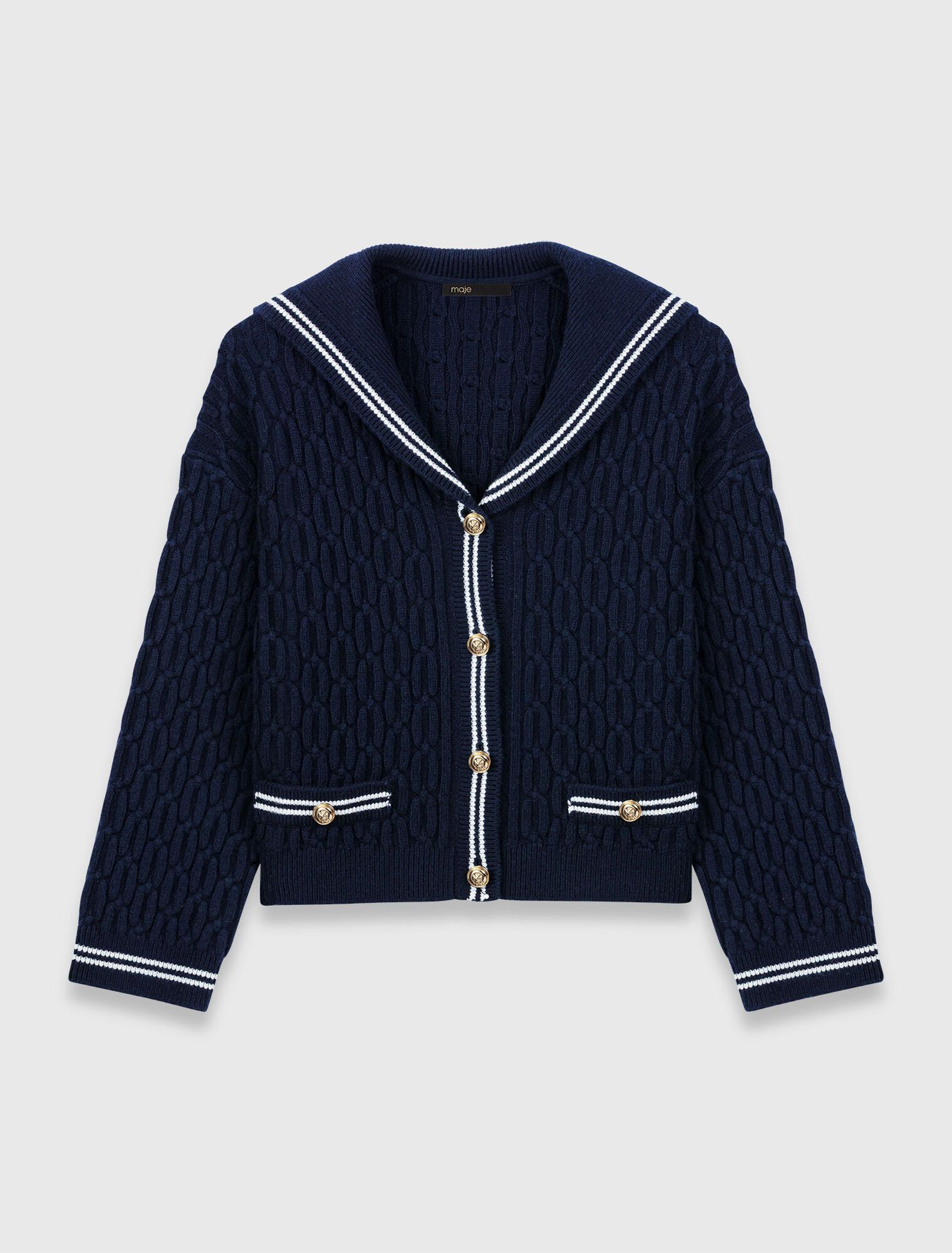 Áo len cardigan dệt kim cổ thuyền