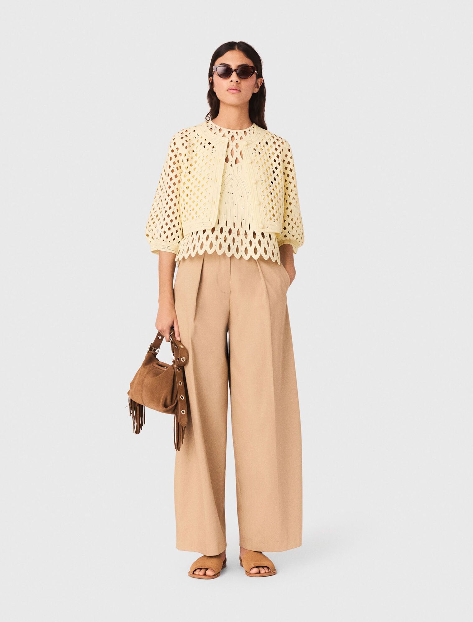 Maje - Áo khoác cardigan móc len đính đá