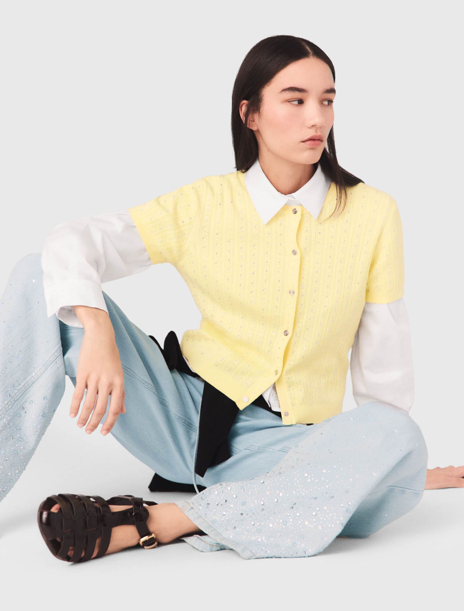 Maje - Áo cardigan đính đá