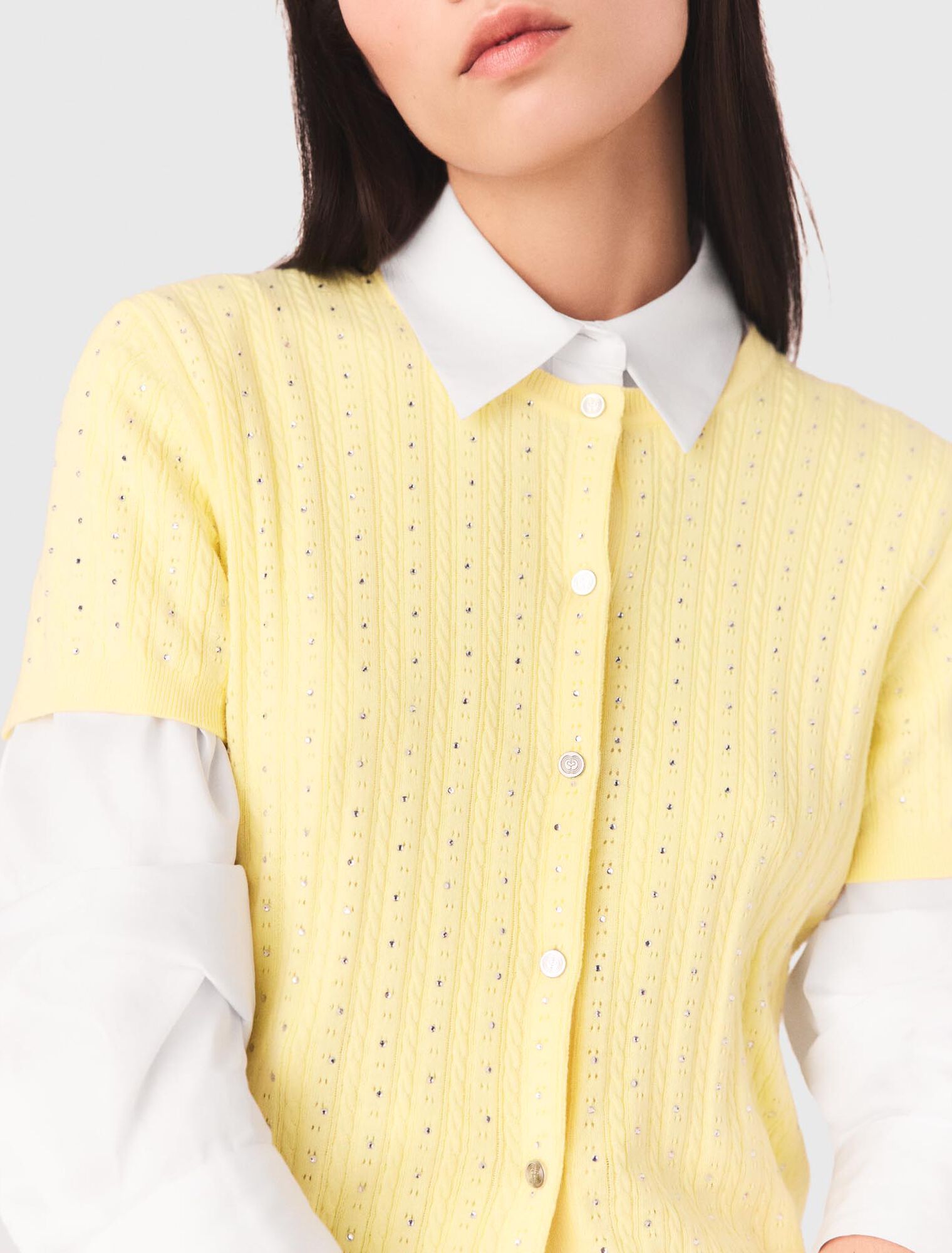 Maje - Áo cardigan đính đá
