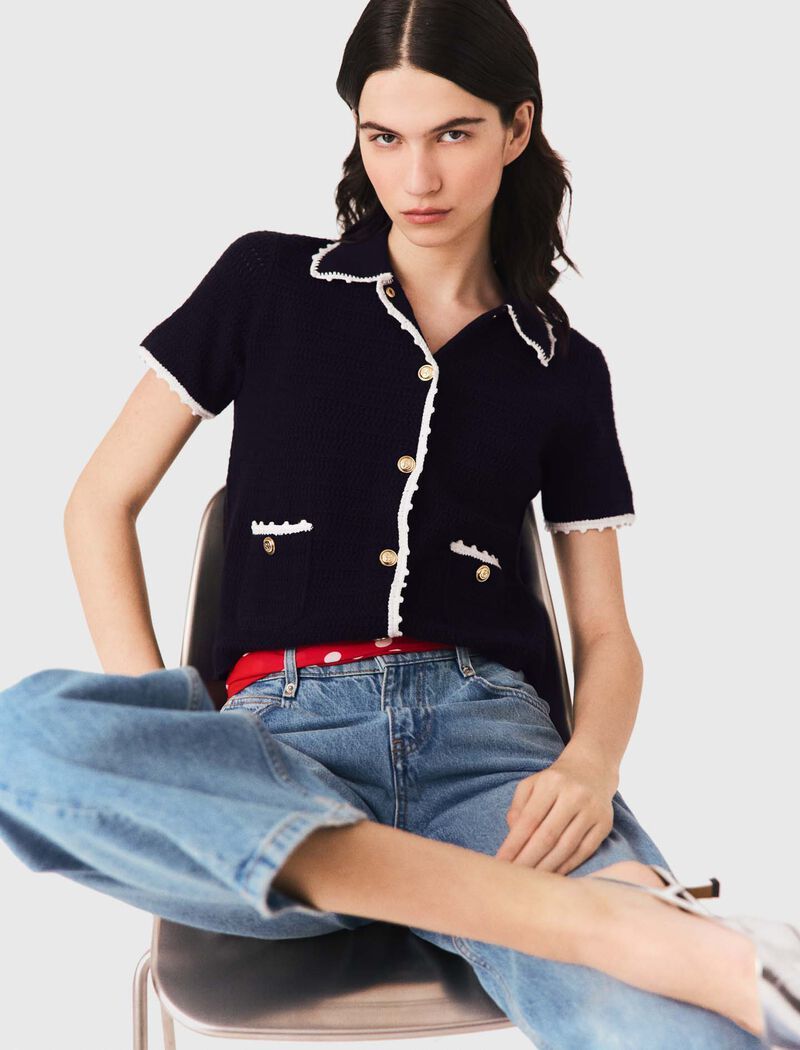 Maje - Áo khoác cardigan với viền móc
