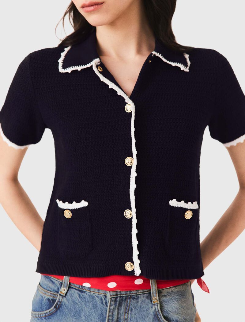 Maje - Áo khoác cardigan với viền móc