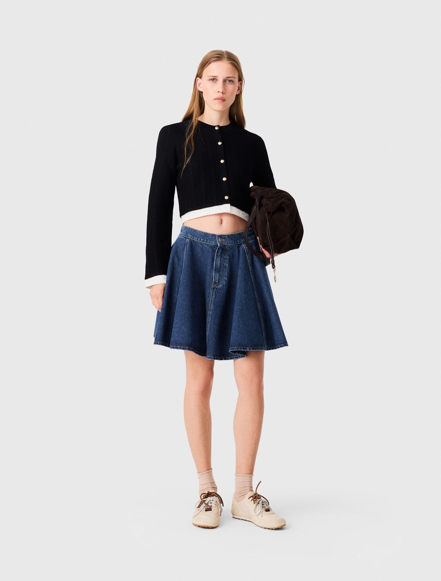 Cardigan phối viền tương phản