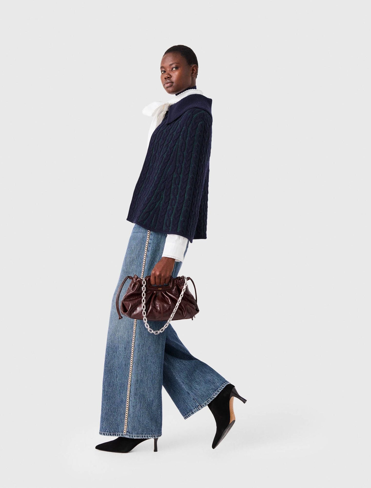 Áo cardigan cape dáng crop