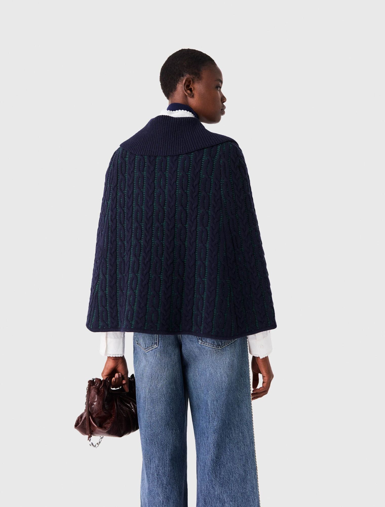 Áo cardigan cape dáng crop