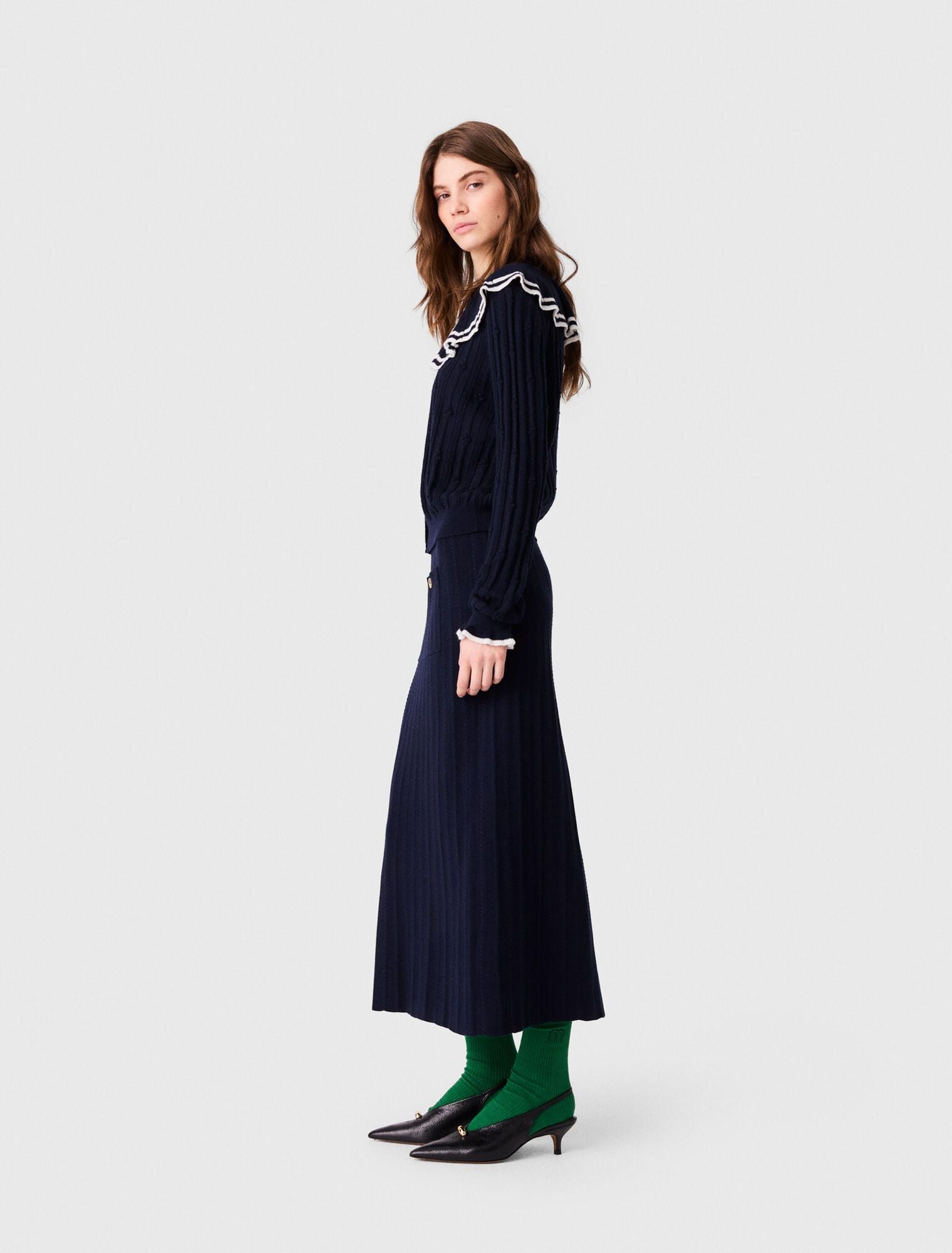 Áo cardigan cape nhiều lớp