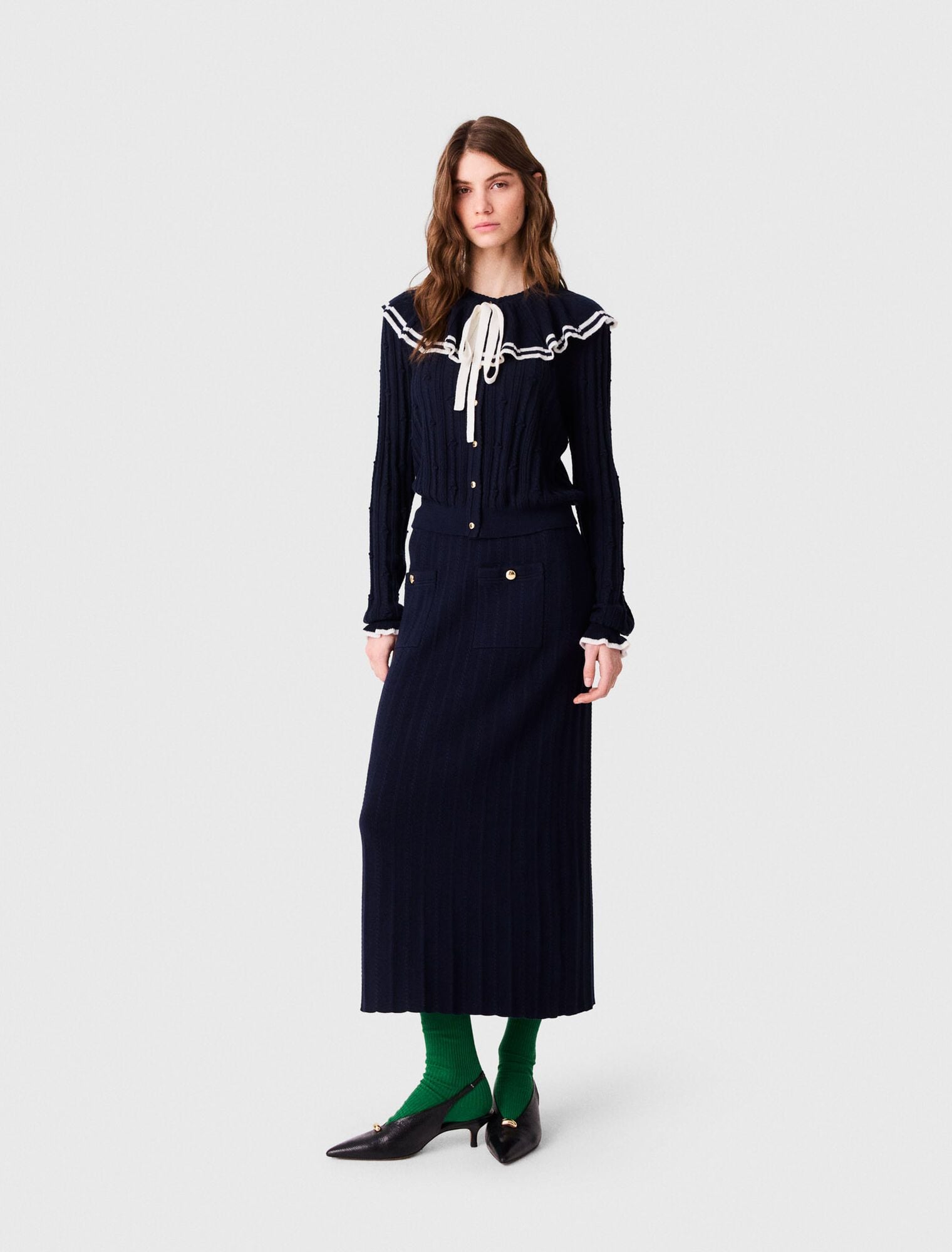 Áo cardigan cape nhiều lớp