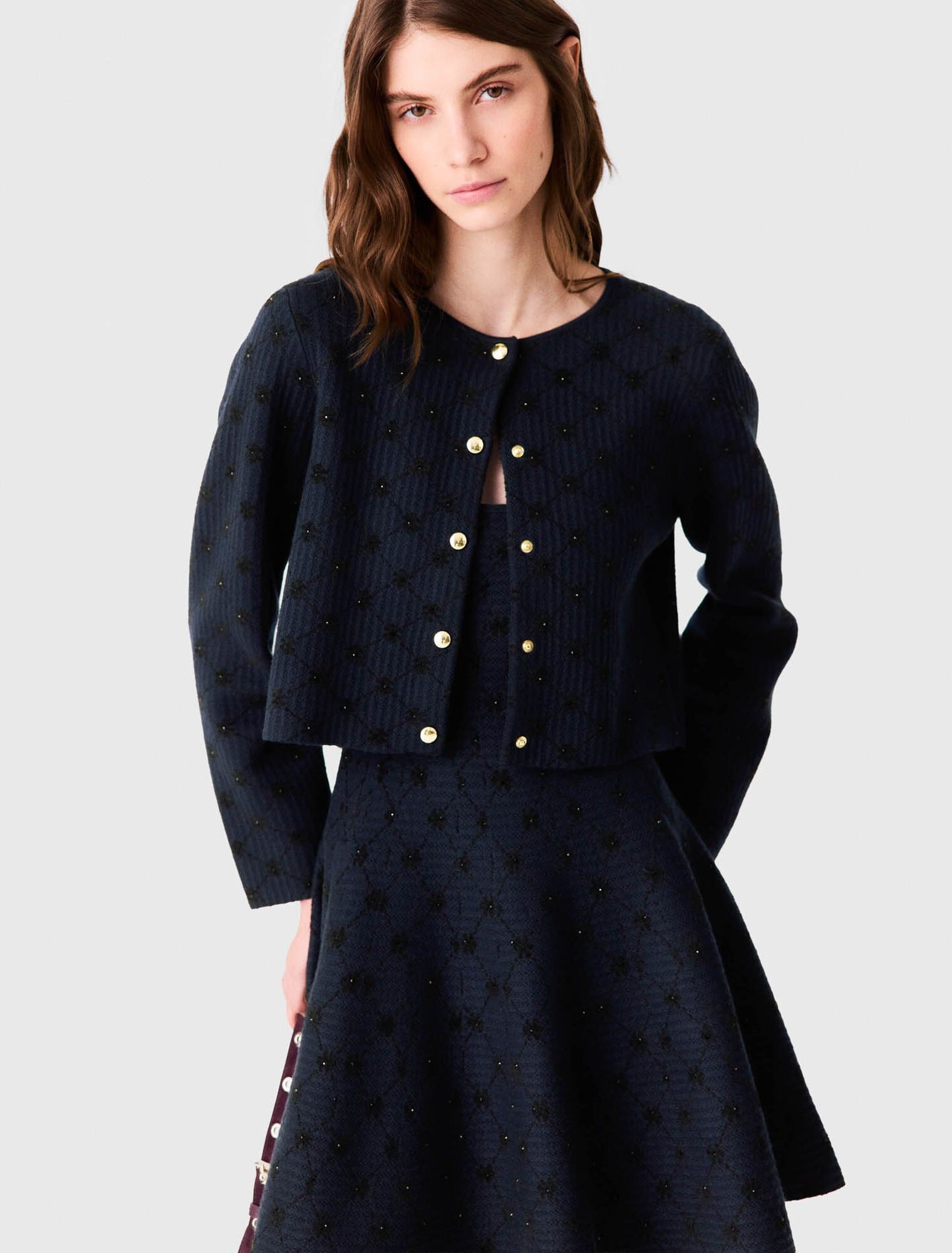 Maje - Cardigan jacquard đính sequin