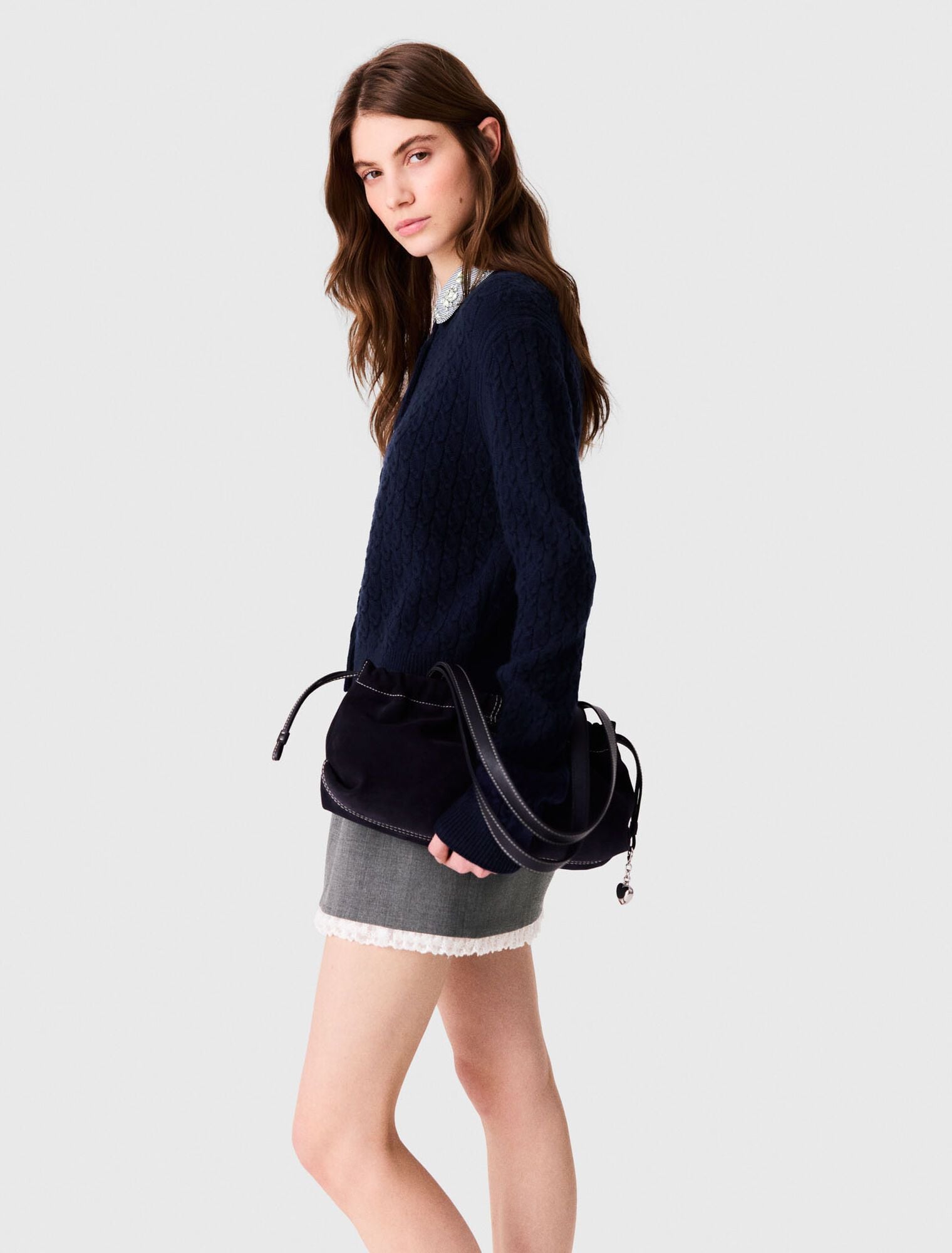 Áo cardigan cổ poplin