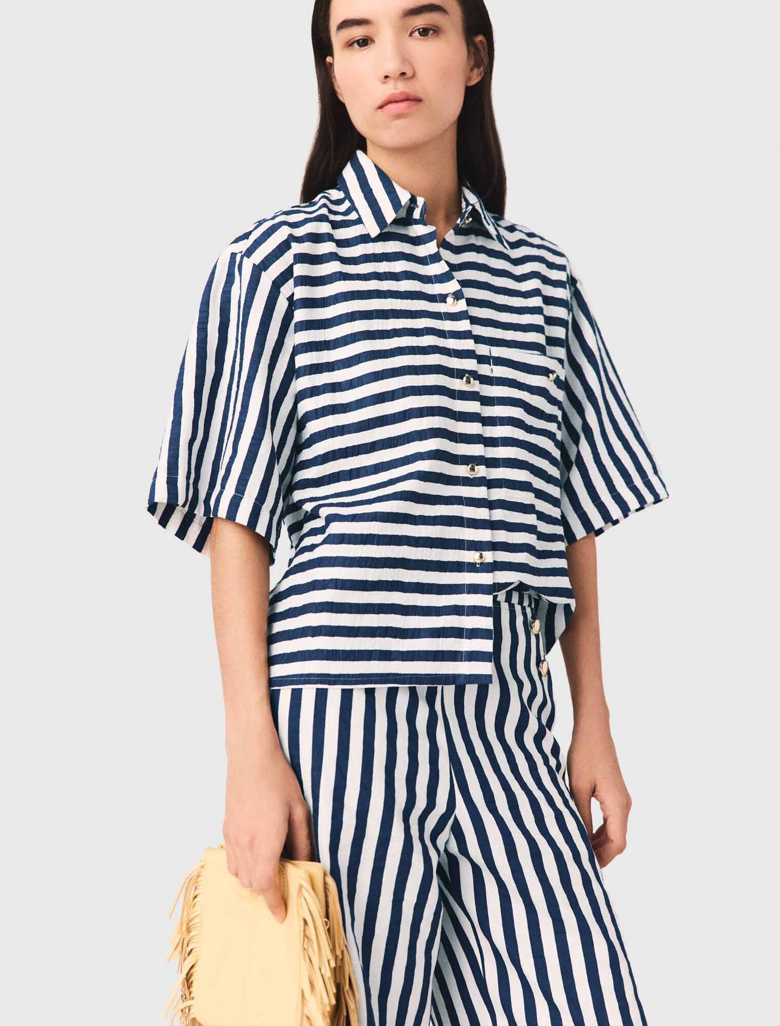 Maje - Áo sơ mi croptop Breton