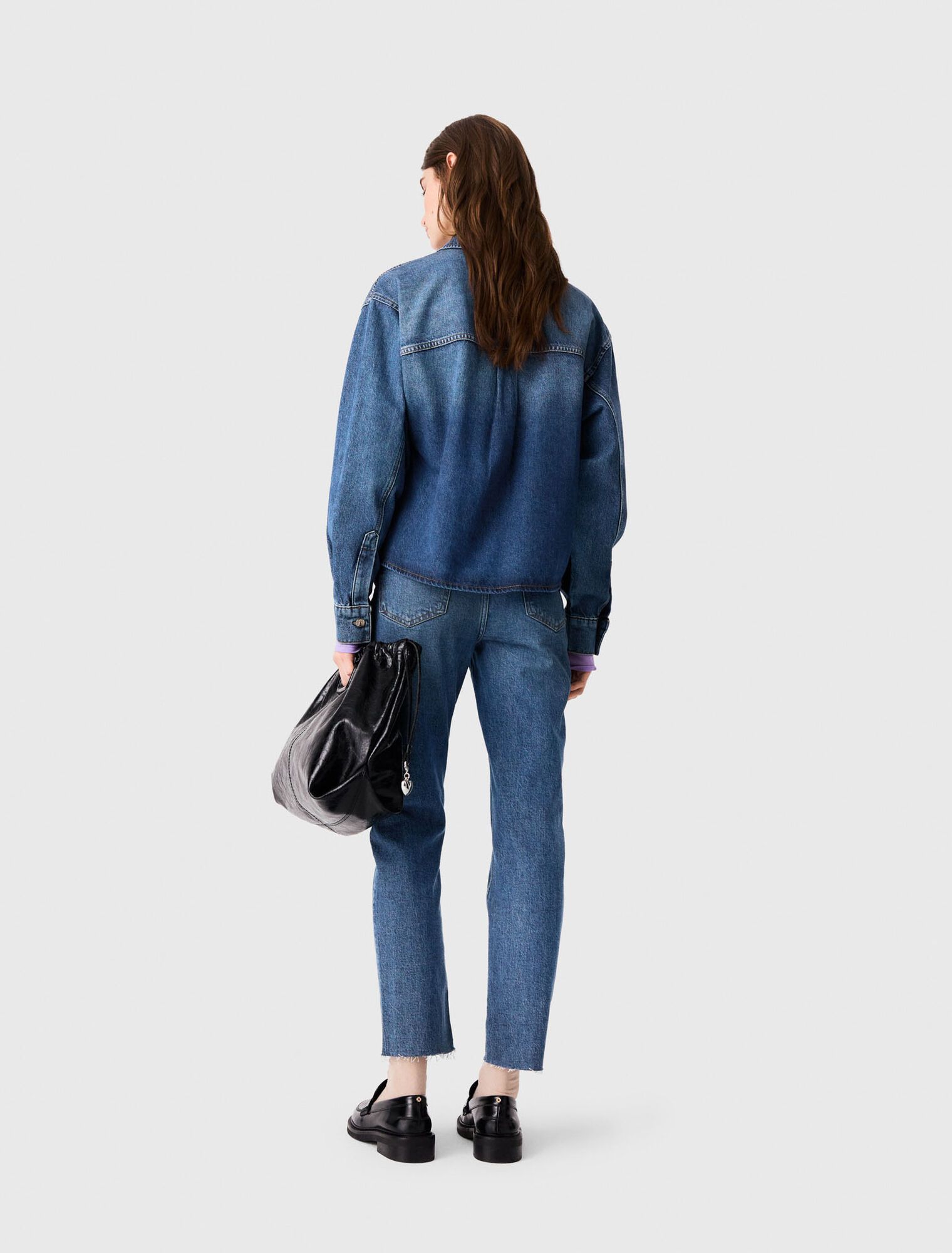 Maje - Áo sơ mi denim đính brooch