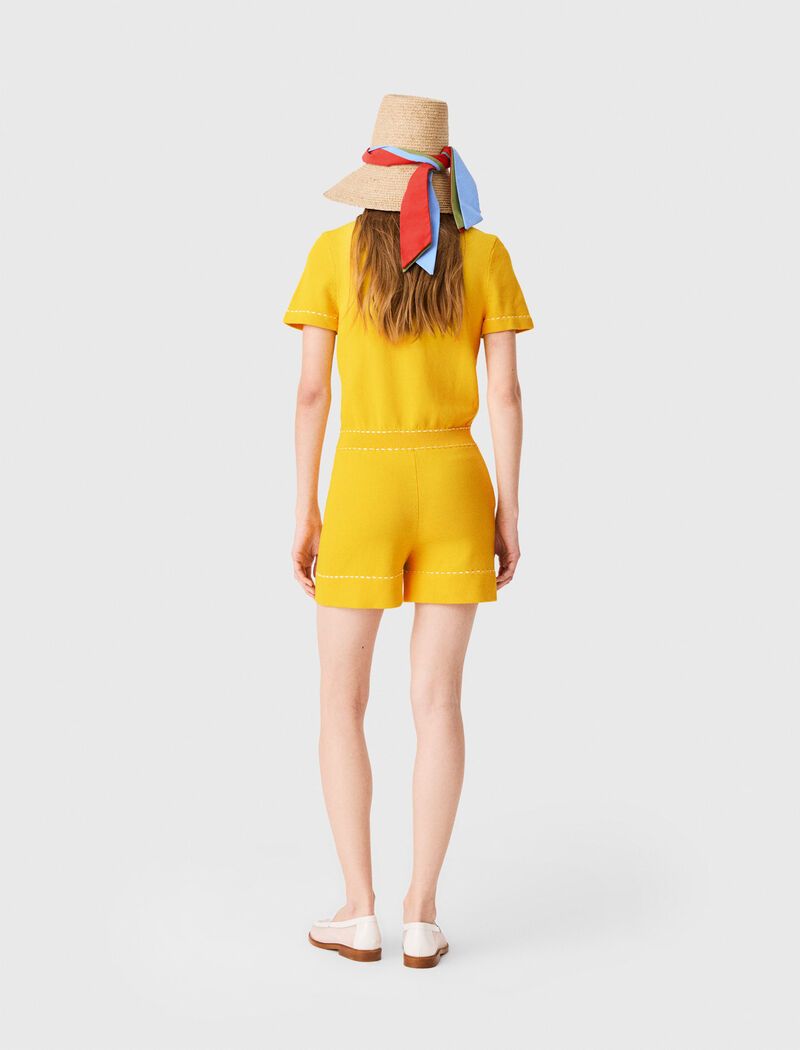 Maje - Bộ playsuit dệt kim cổ polo
