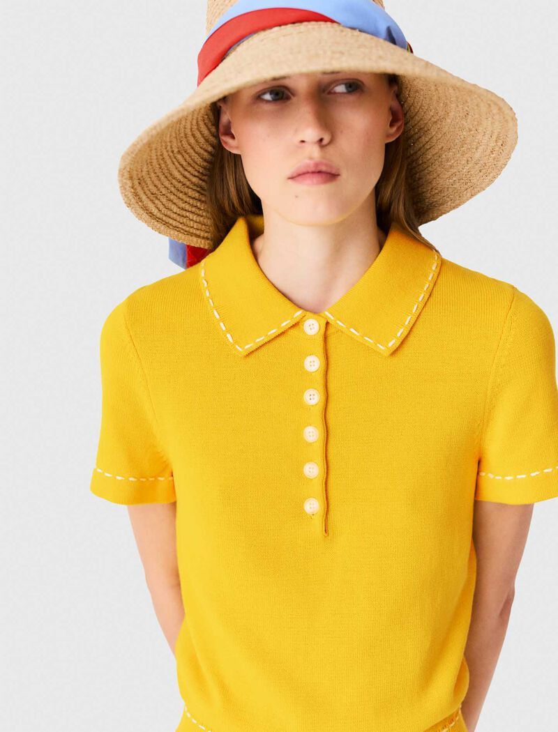 Maje - Bộ playsuit dệt kim cổ polo