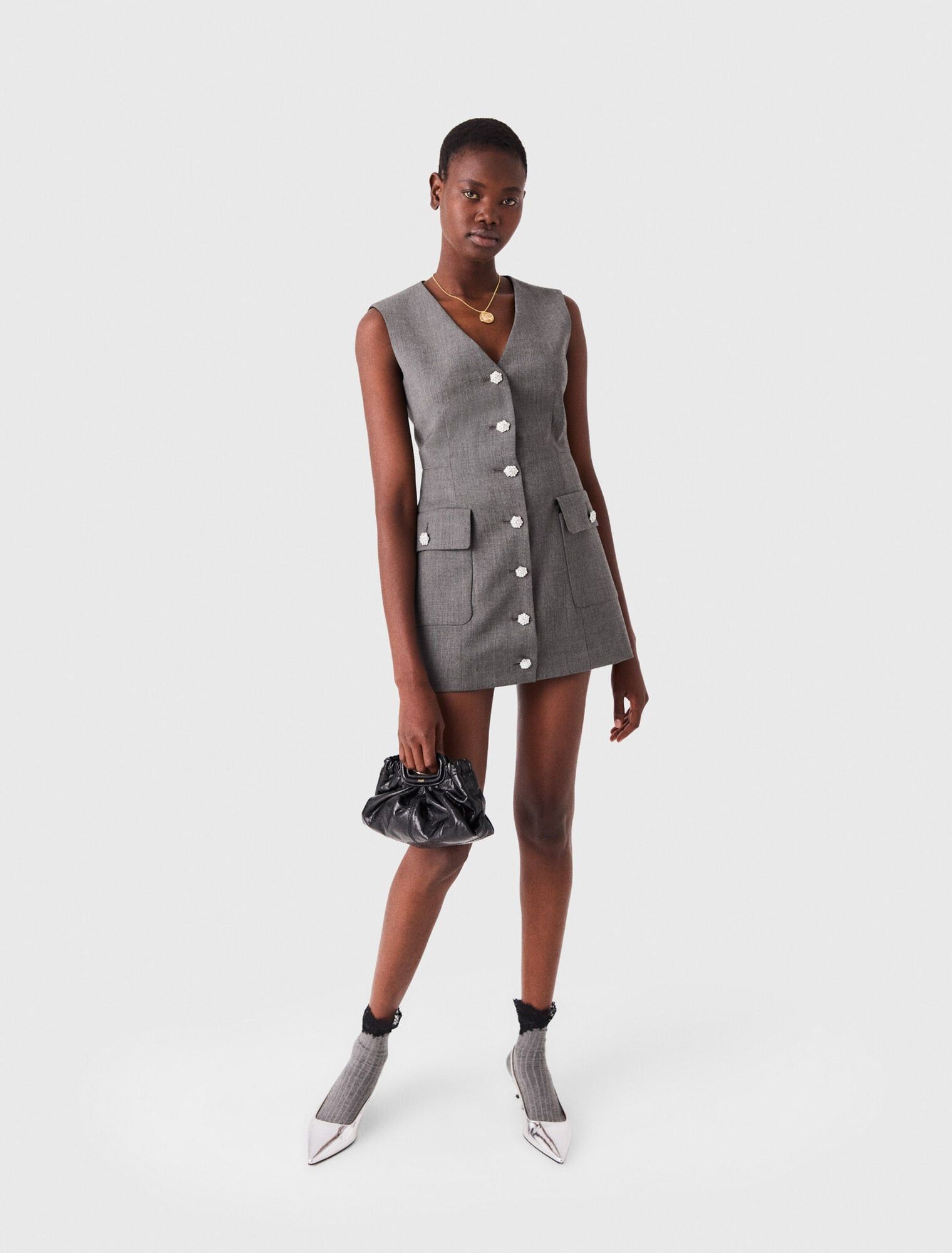 Maje - Jumpsuit ngắn đính cúc