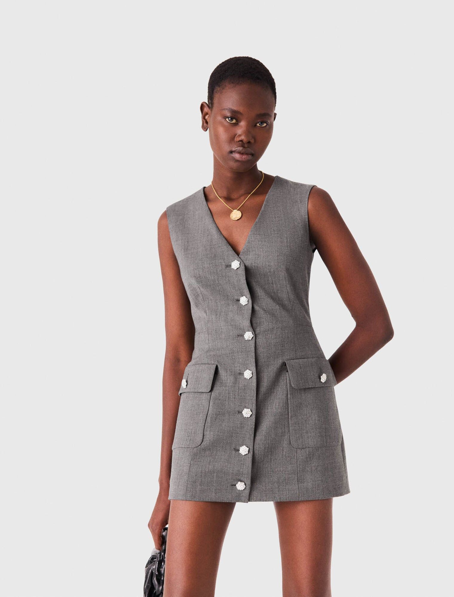 Maje - Jumpsuit ngắn đính cúc