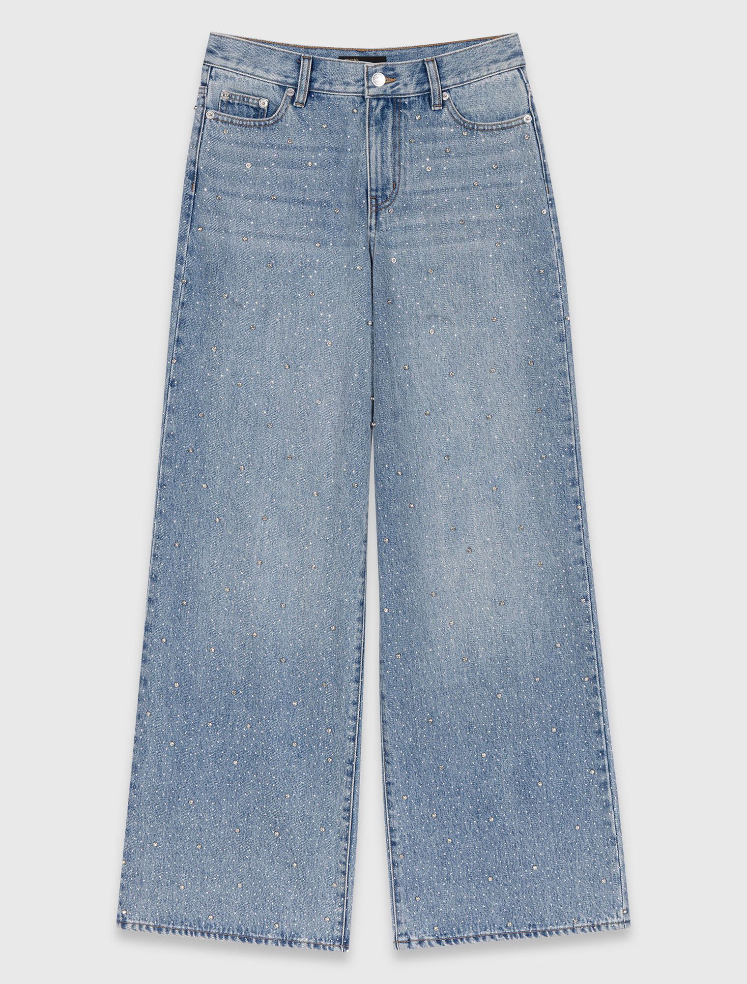 Maje - Quần jeans ống rộng đính đá lấp lánh